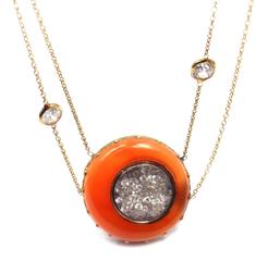 Renee Lewis Carnelian Diamond Gold Necklace
