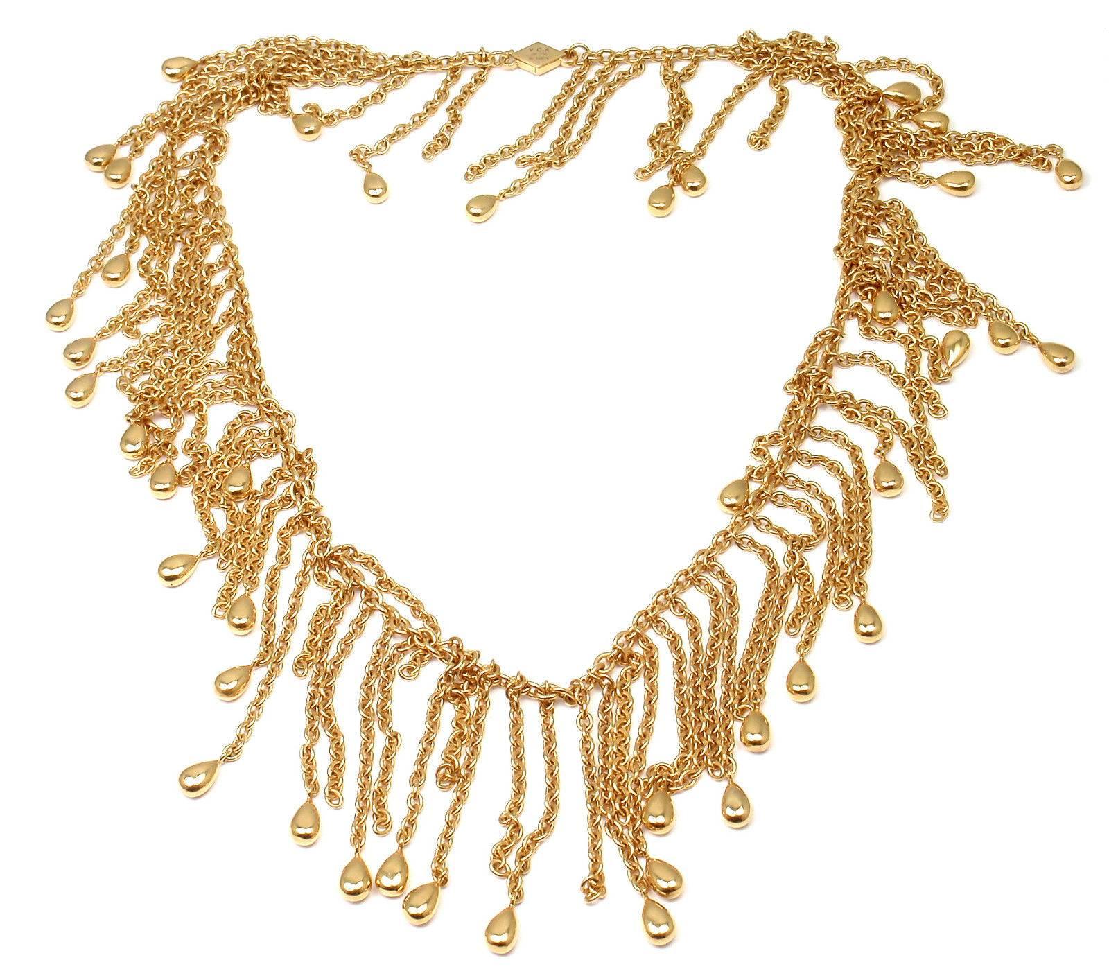 Van Cleef & Arpels Gold Graduated Fringe Link Necklace In New Condition In Holland, PA