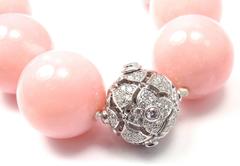 Van Cleef & Arpels Large Pink Opal Diamond Gold Necklace