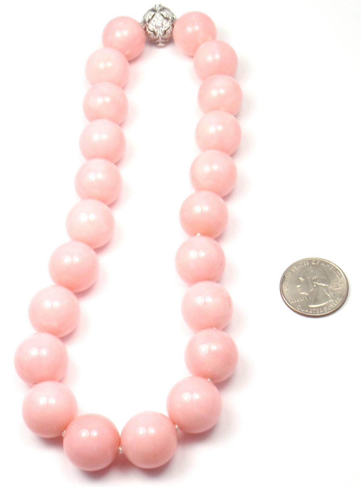 Van Cleef & Arpels Large Pink Opal Diamond Gold Necklace 2