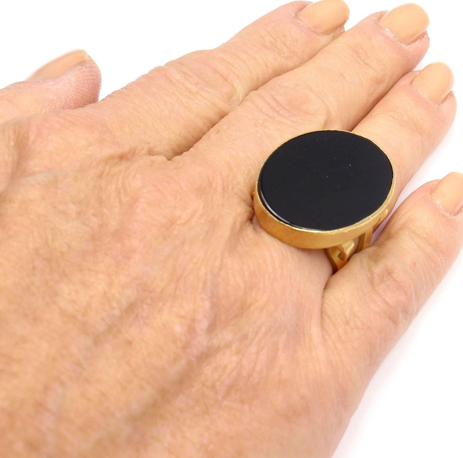 Women's Yossi Harari Large Black Onyx Gold Ring