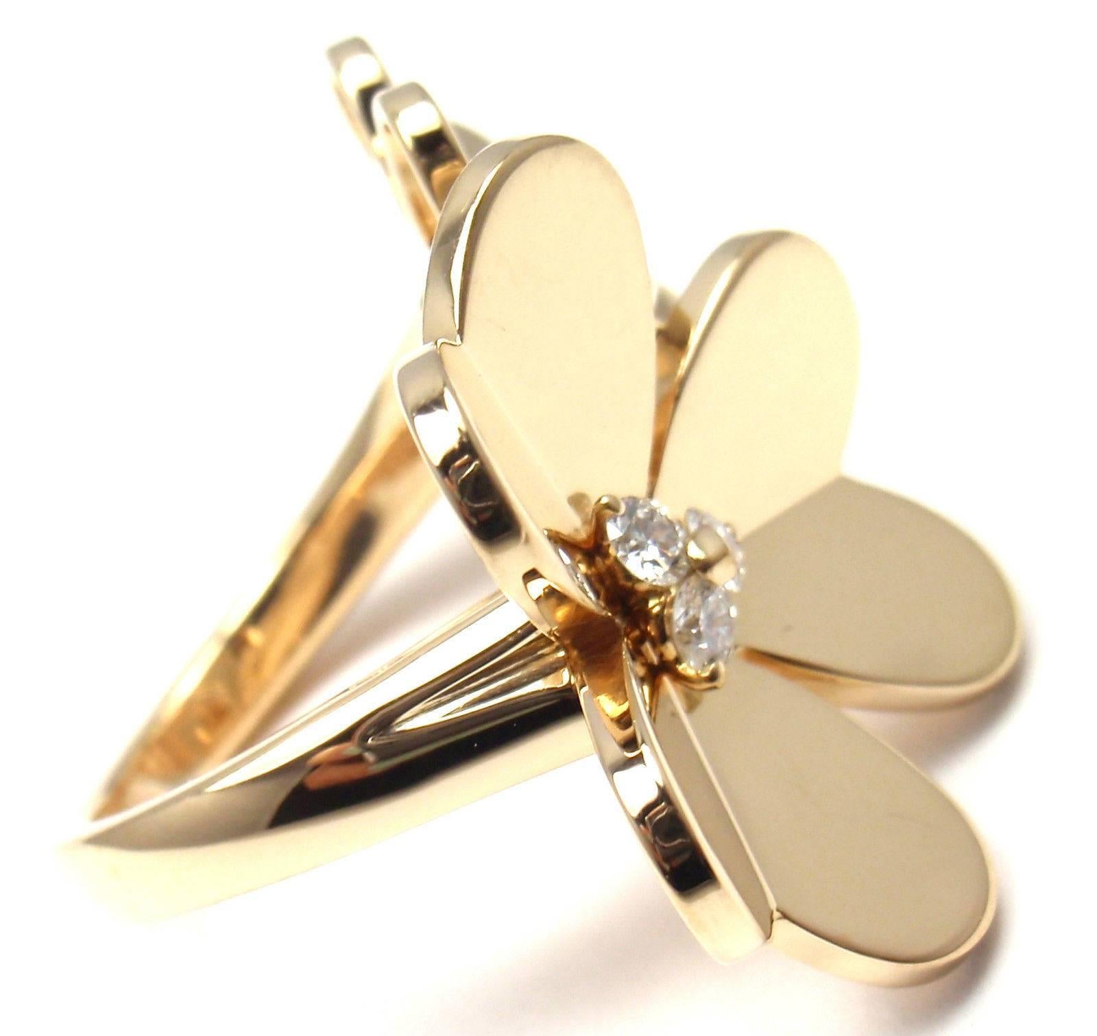Women's Van Cleef & Arpels Frivole Diamond Gold Between The Finger Flower Ring