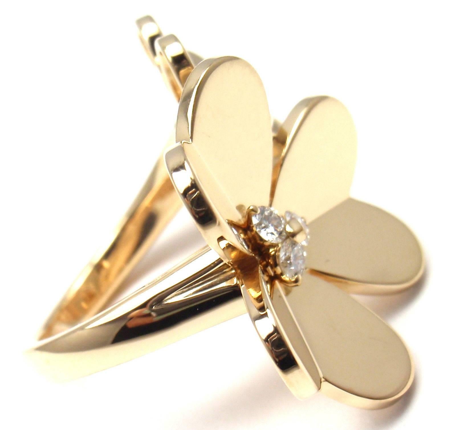 Women's Van Cleef & Arpels Frivole Diamond Gold Between The Finger Flower Ring