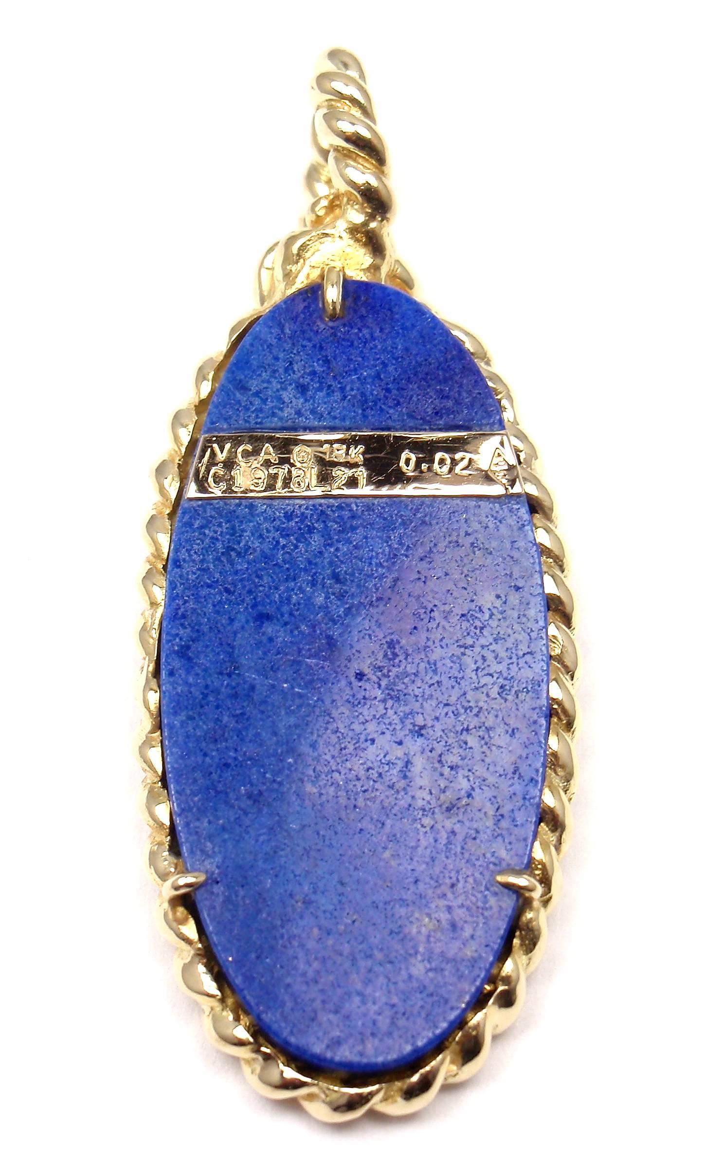 Van Cleef & Arpels Diamond Lapis Lazuli Anchor Yellow Gold Pendant In New Condition In Holland, PA
