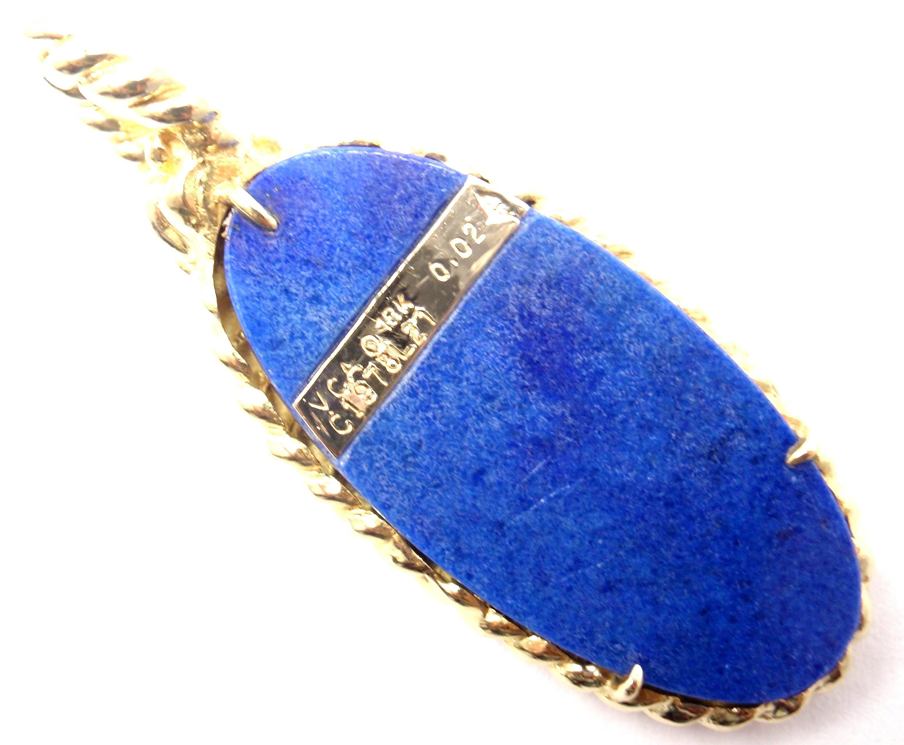 Van Cleef & Arpels Diamond Lapis Lazuli Anchor Yellow Gold Pendant 1
