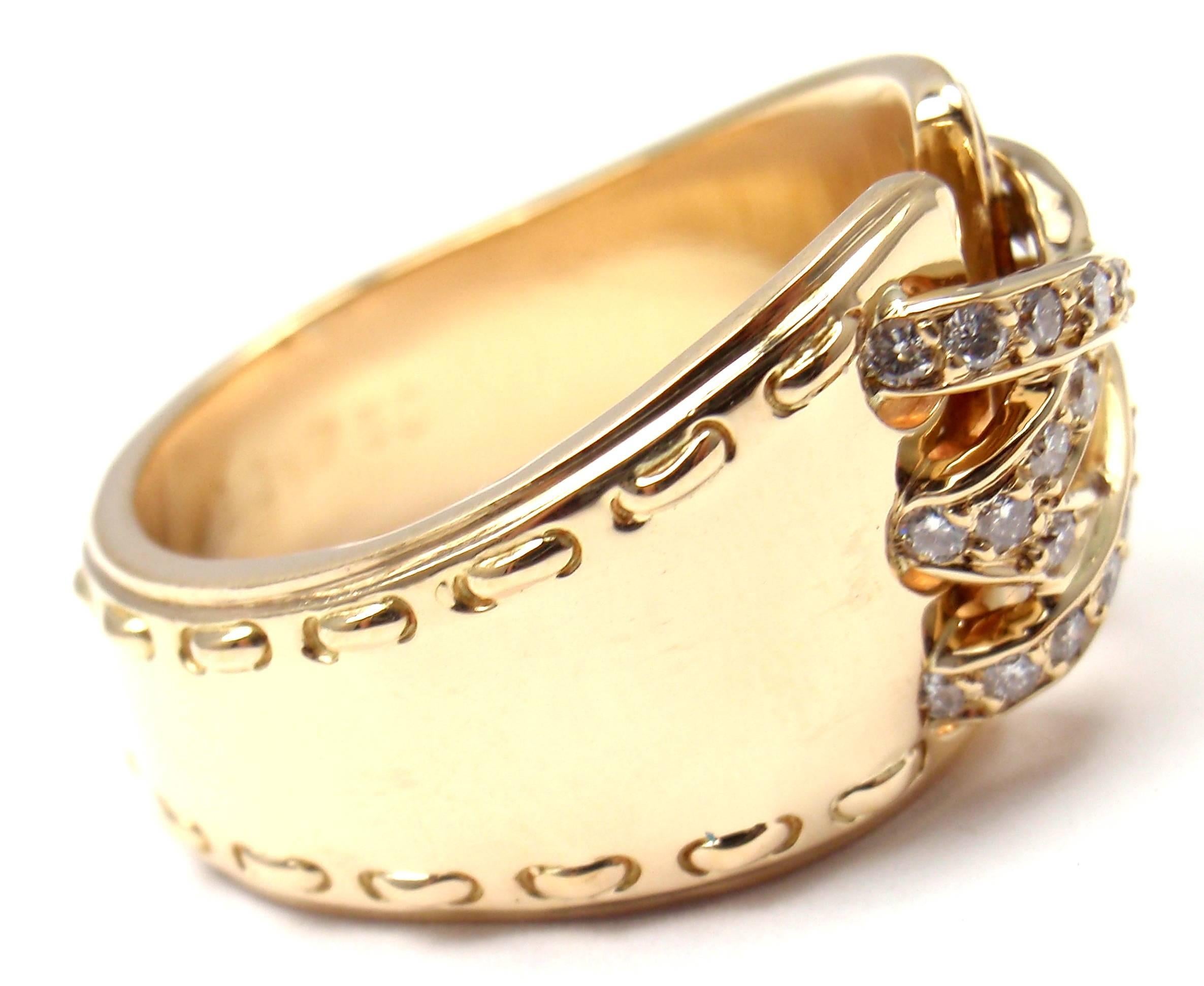 Hermes iamond Lace Up Wide Yellow Gold Band Ring 1
