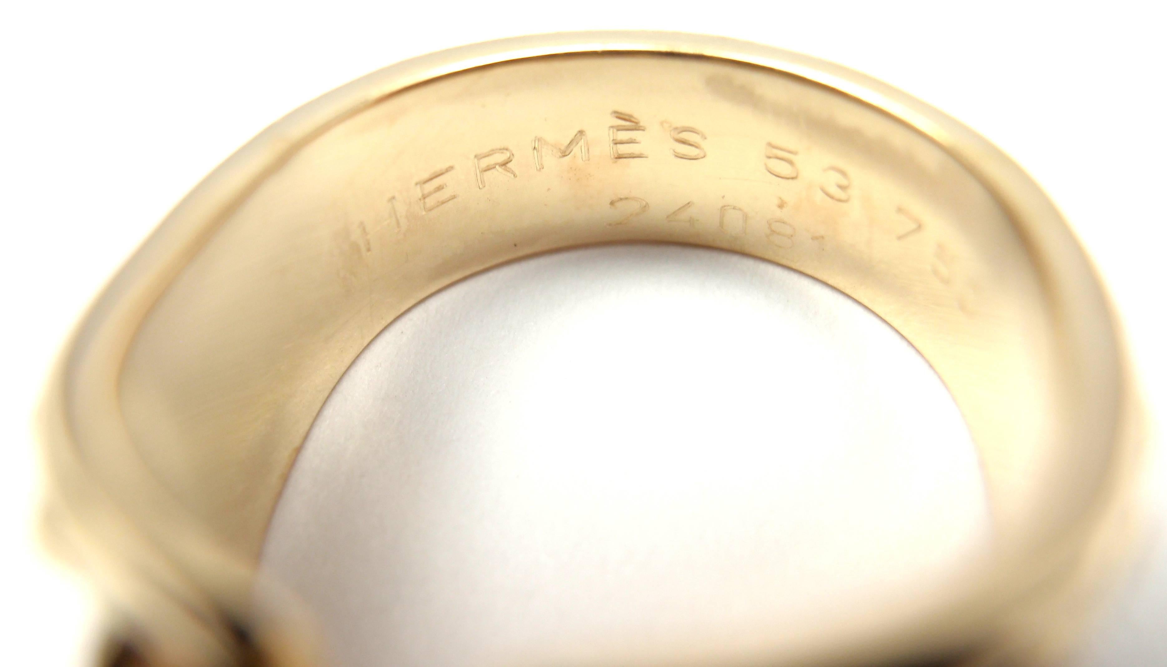 Hermes iamond Lace Up Wide Yellow Gold Band Ring In New Condition In Holland, PA