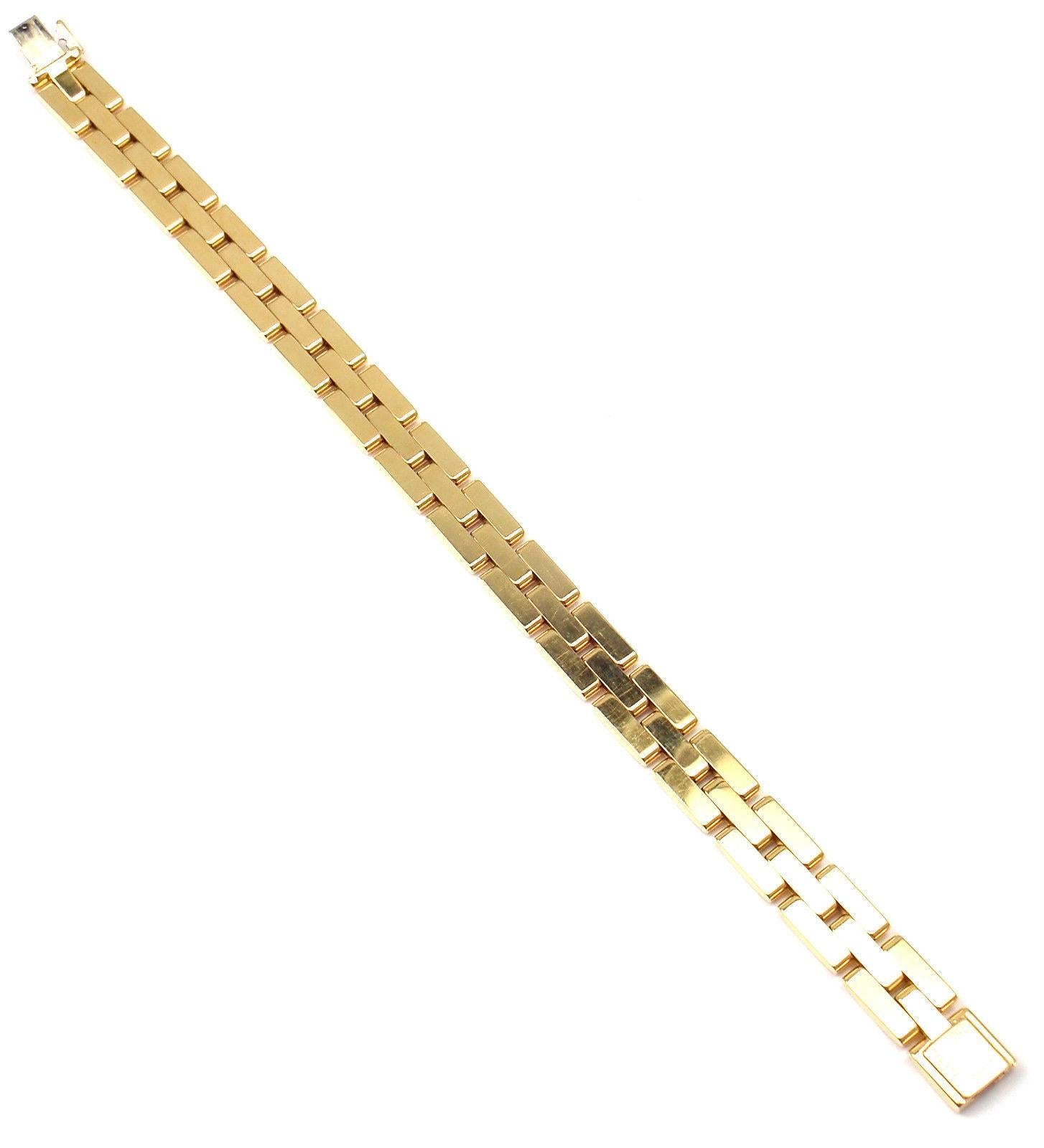 Women's Cartier Maillon Panthere 3 Row Link Gold Bracelet 
