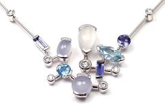 Cartier Meli Melo Moonstone Aquamarine Diamond Gold Necklace