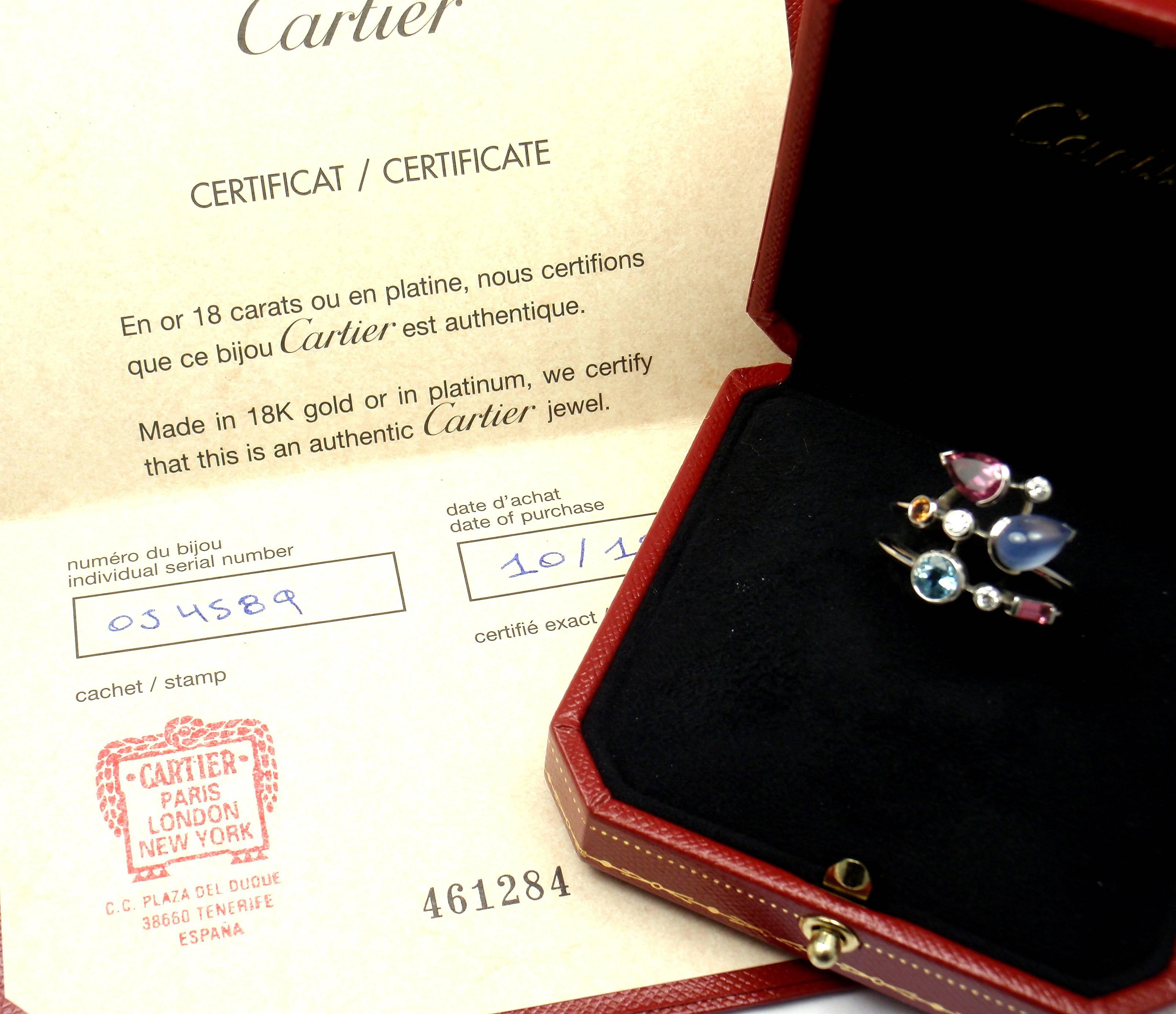 Cartier Meli Melo Aquamarine Chalcedony Diamond Platinum Ring 3