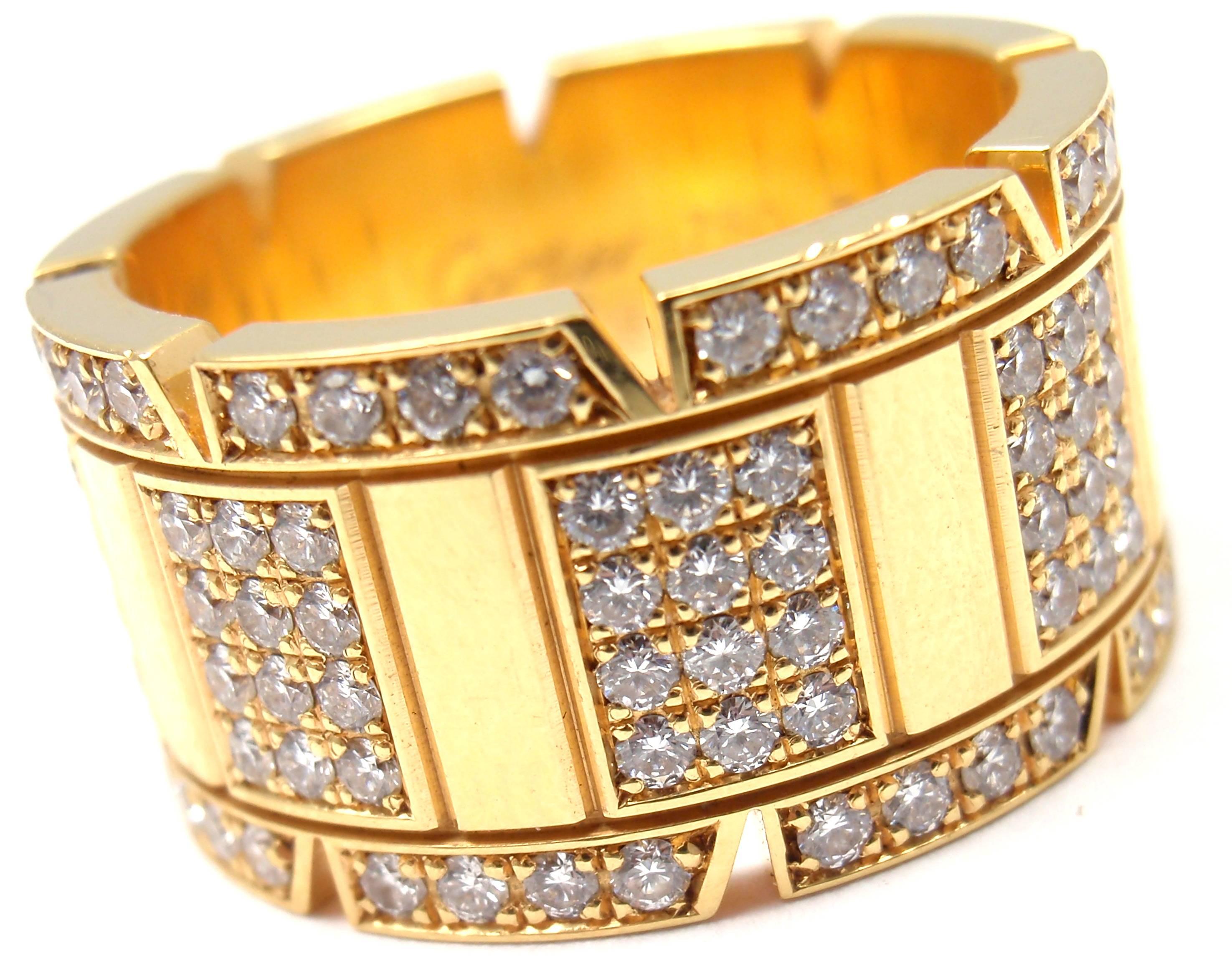 Cartier Large Model Tank Francaise Diamond Gold Band Ring 2