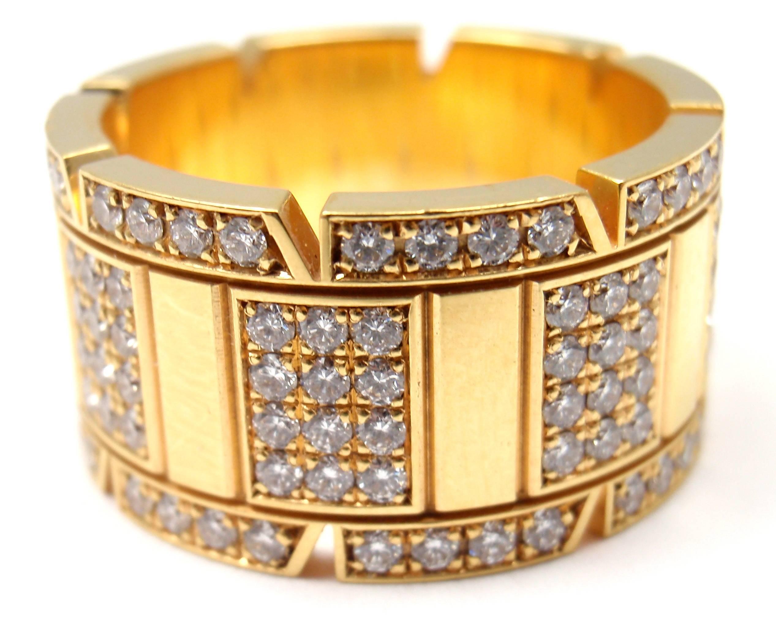 Women's Cartier Large Model Tank Francaise Diamond Gold Band Ring