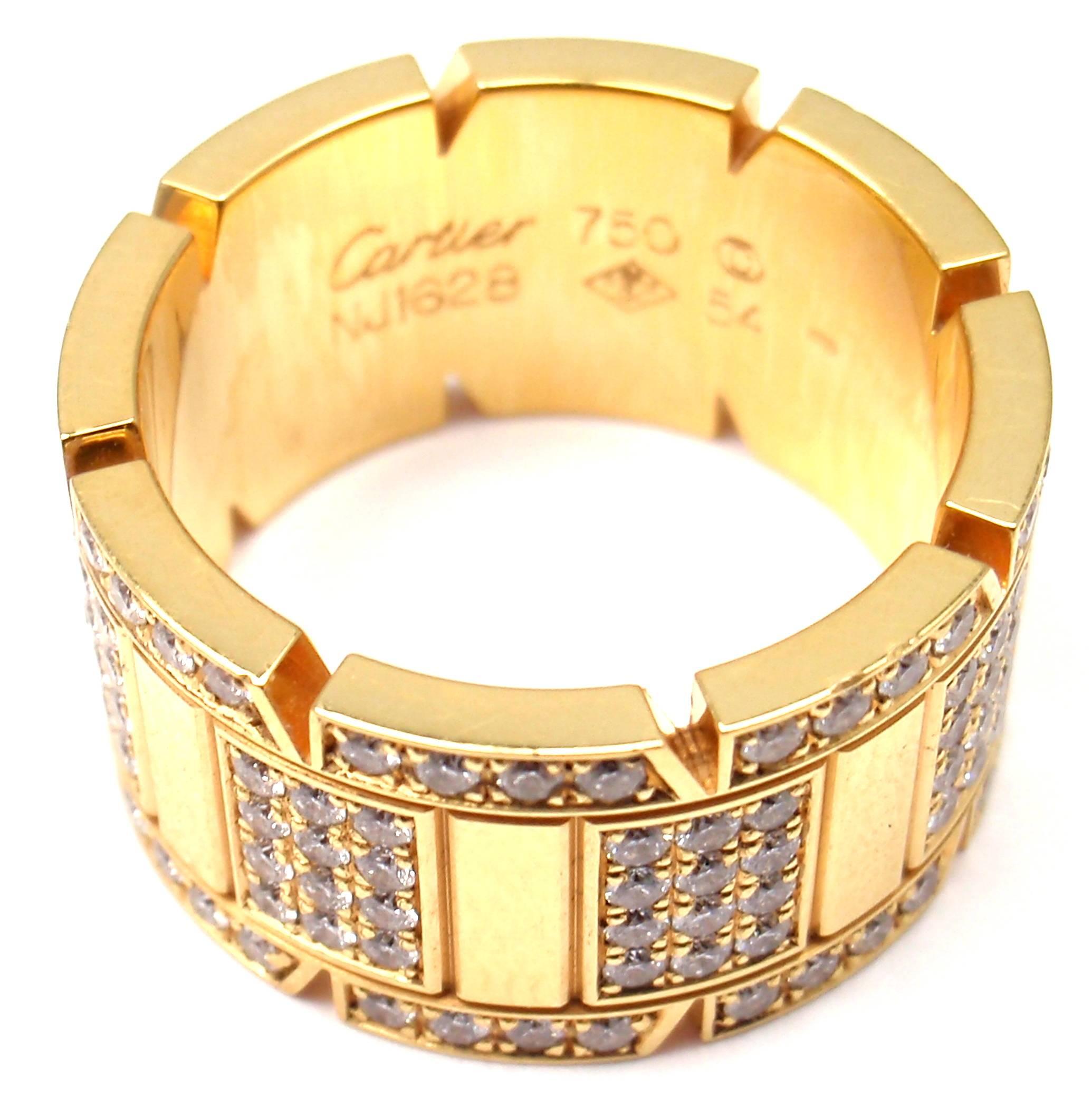 Cartier Large Model Tank Francaise Diamond Gold Band Ring In New Condition In Holland, PA
