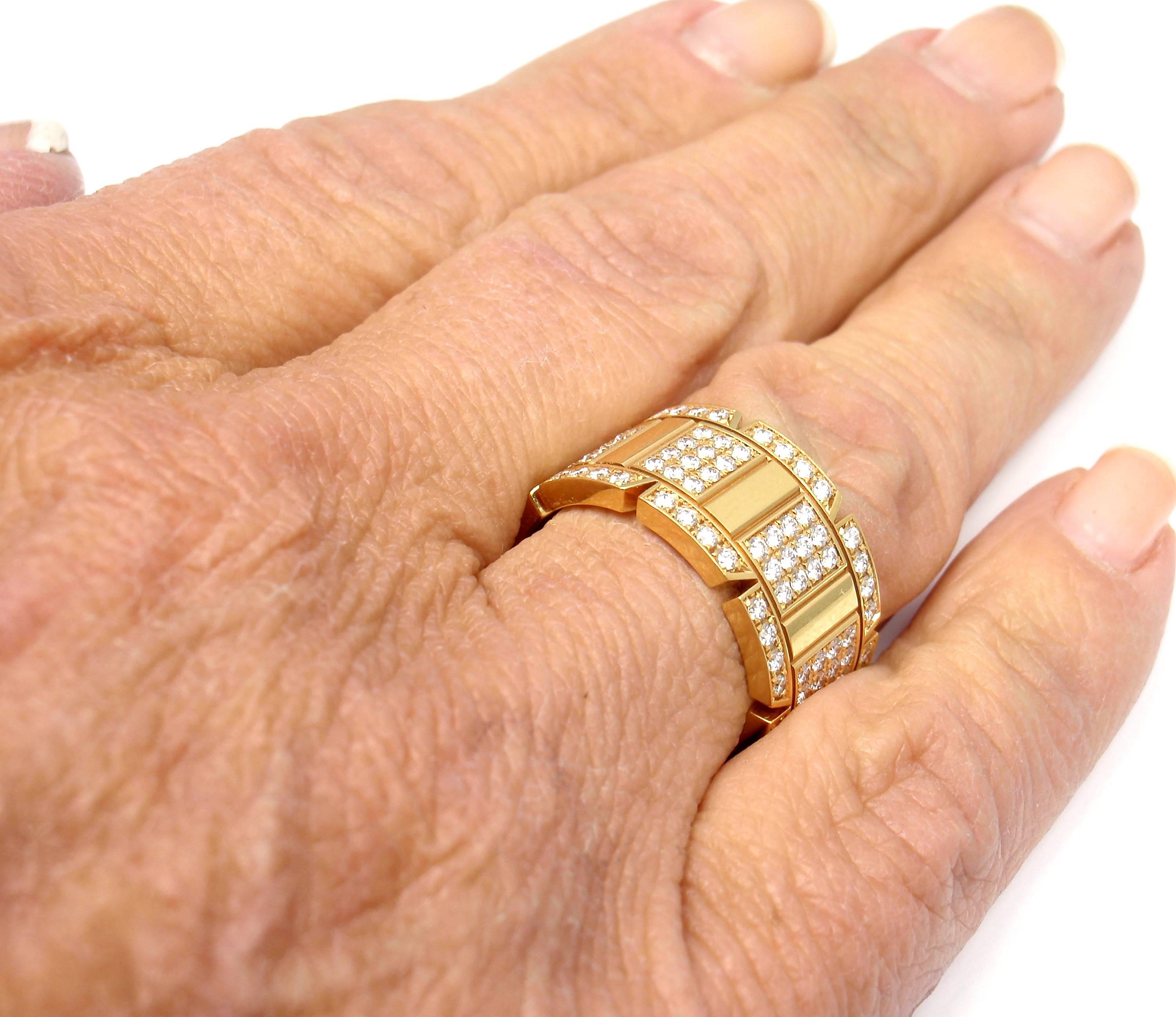 Cartier Large Model Tank Francaise Diamond Gold Band Ring 1