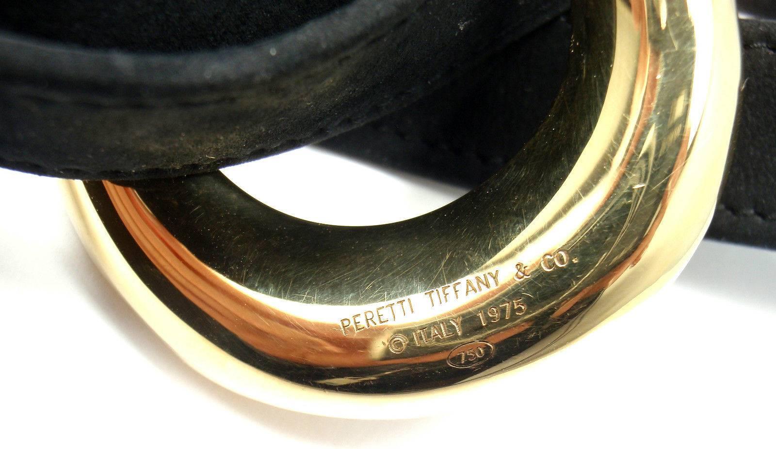 Tiffany & Co. Elsa Peretti Goldschnalle und Nieten Ledergürtel für Damen oder Herren