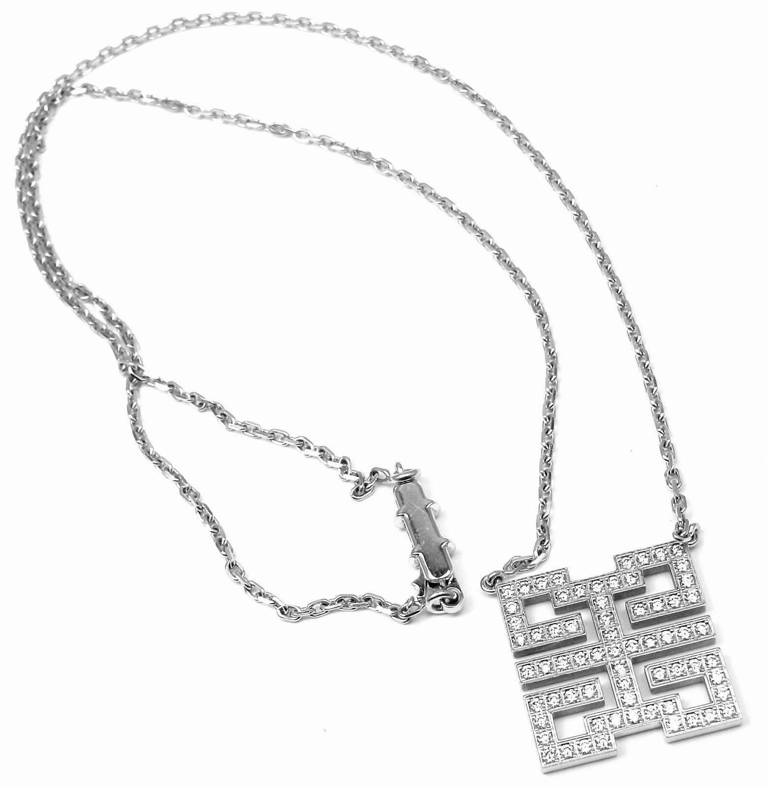 18k White Gold Diamond Baiser du Dragon Pendant Necklace by Cartier.
With 56 round brilliant cut diamonds VVS1 clarity E color 
total weight approx. 1.10ct
This necklace is in mint condition and comes with original Cartier box and a Cartier