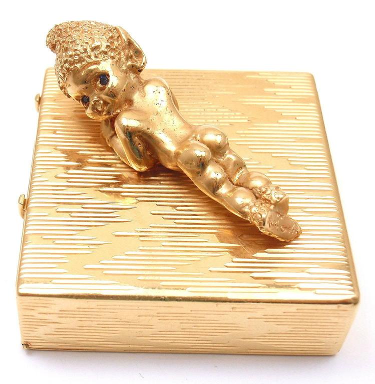 Ruser Sapphire Gold Angel Pocket Compact Storage Box at 1stDibs