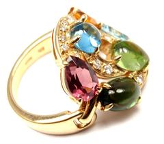 Bulgari Cerchi Mehrfarbiger Stein Diamant Gold Ring