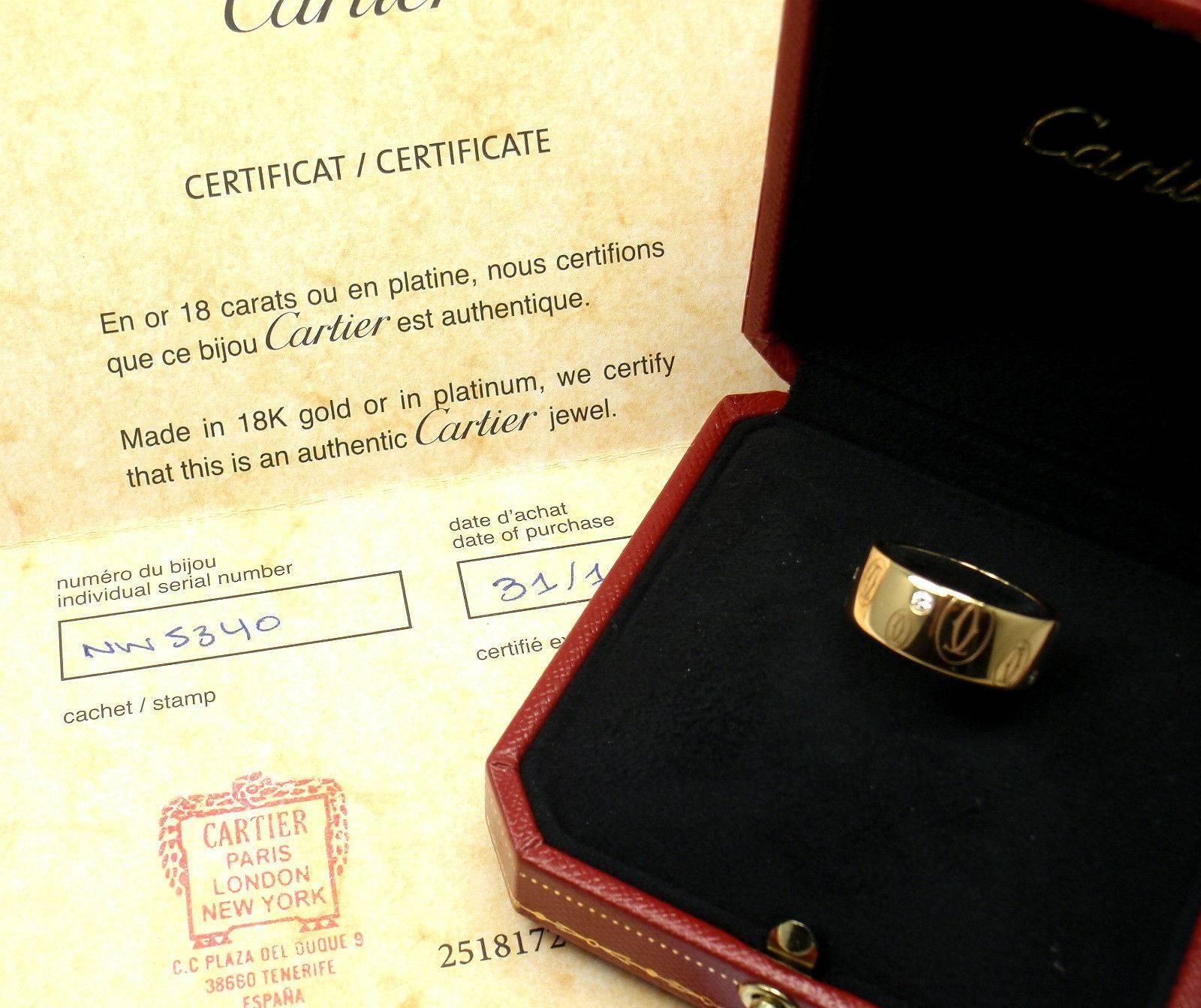 Women's or Men's Cartier Diamond Gold Logo Band Ring