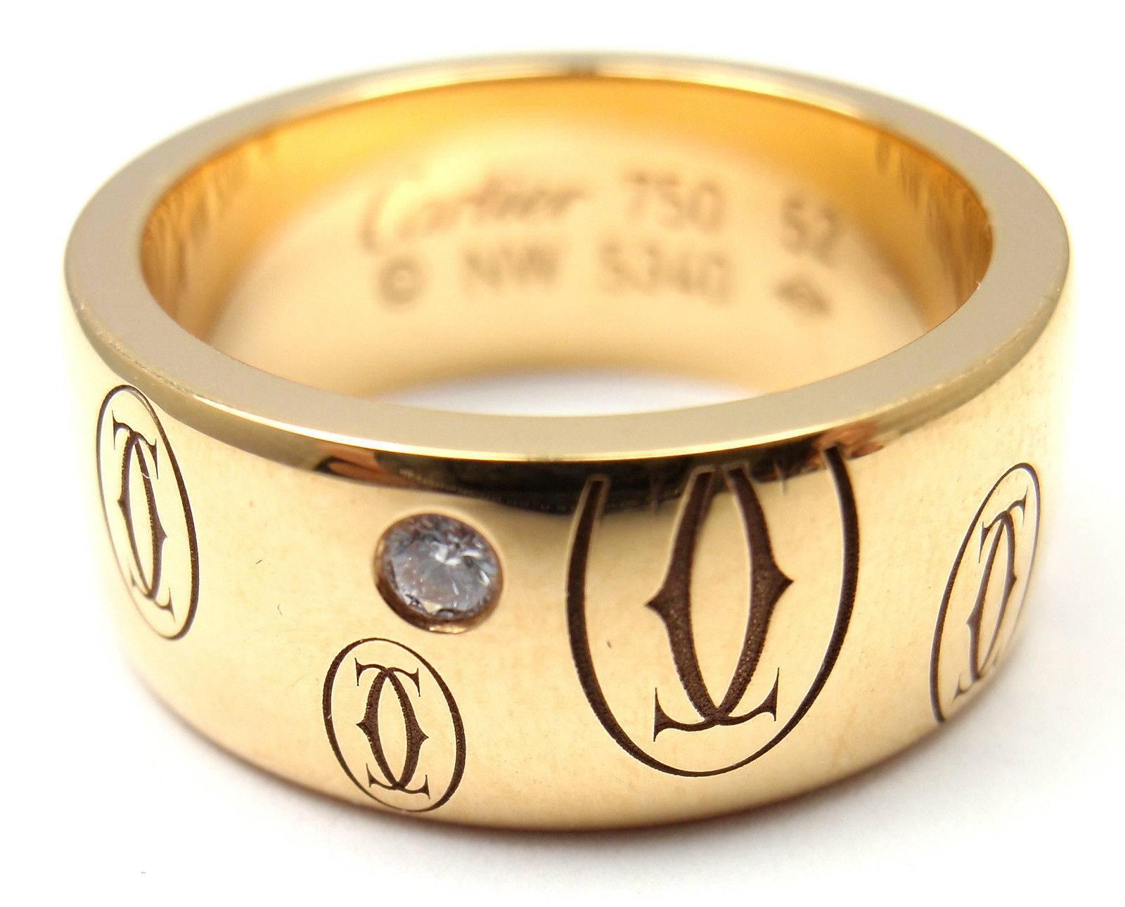 Cartier Diamond Gold Logo Band Ring 4