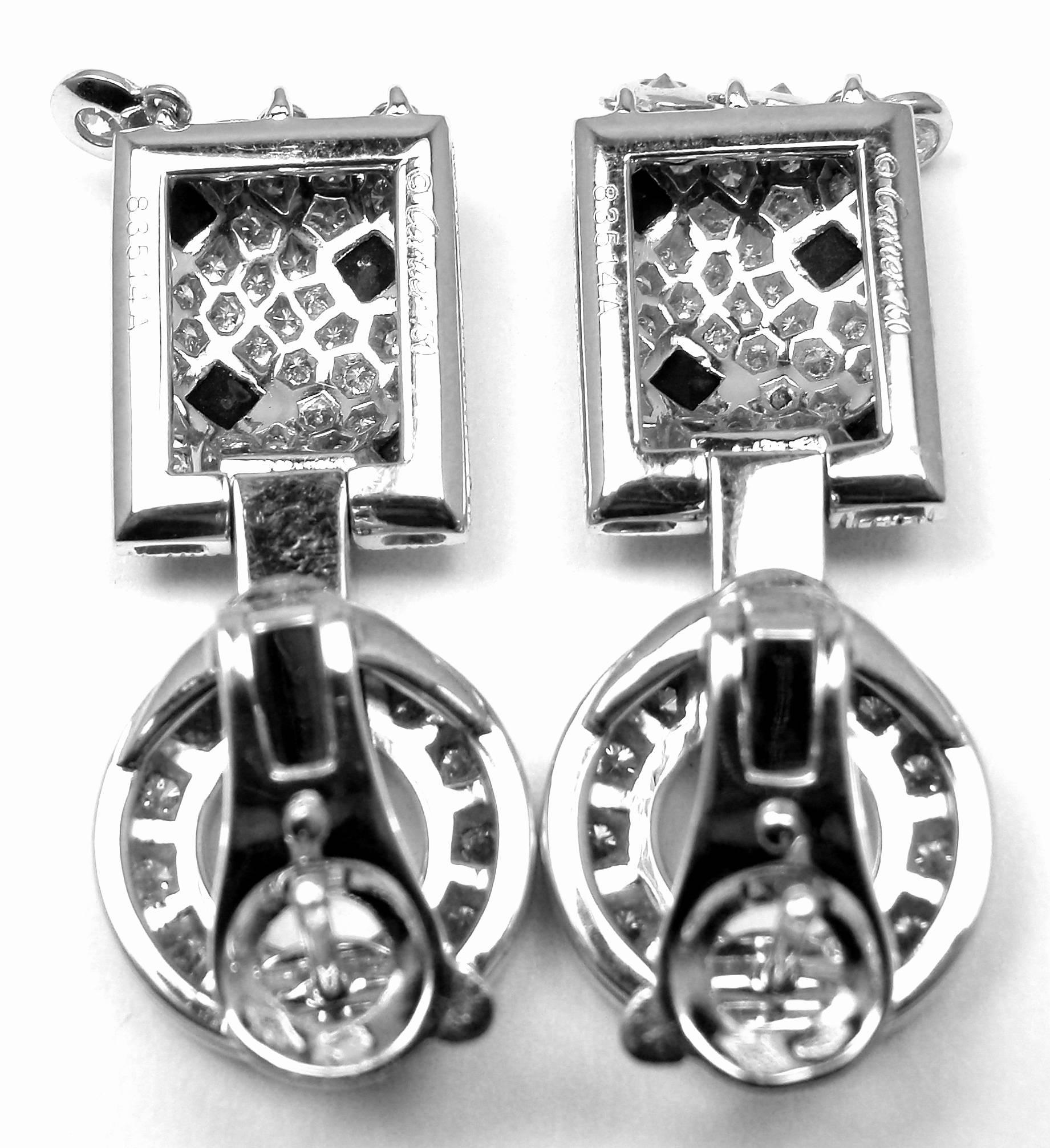 Cartier Black Onyx Diamond Gold Panthere Panther Earrings In New Condition In Holland, PA