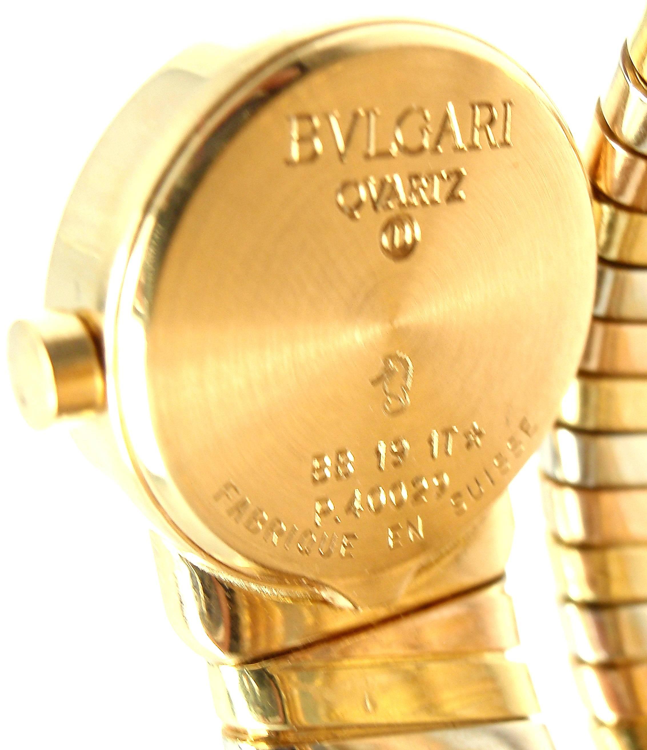 Bulgari Lady's Tricolor Gold Tubogas Serpent Bracelet Wristwatch 1