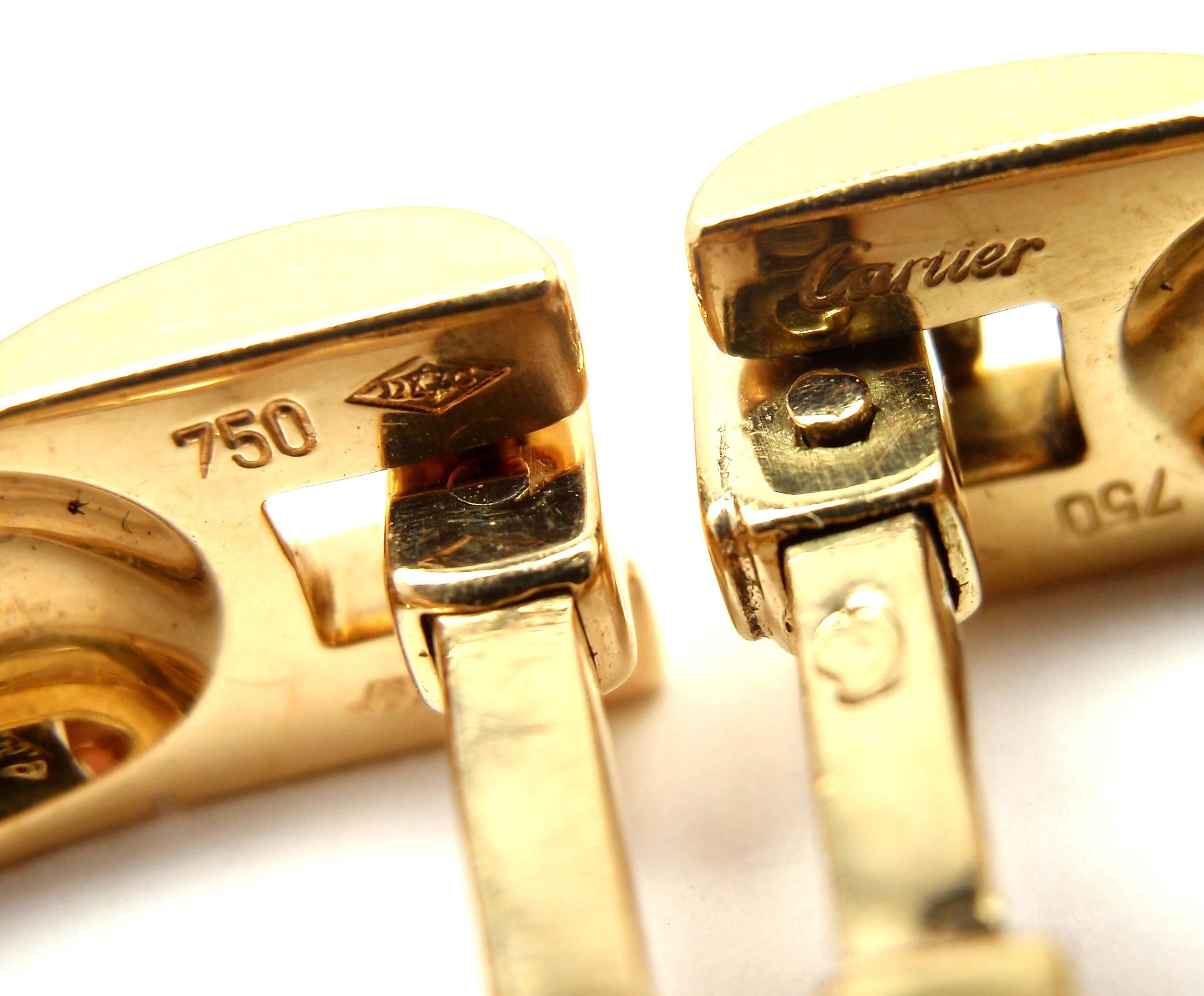 Cartier Panthere Maillon Stirrup Gold Cufflinks For Sale 1