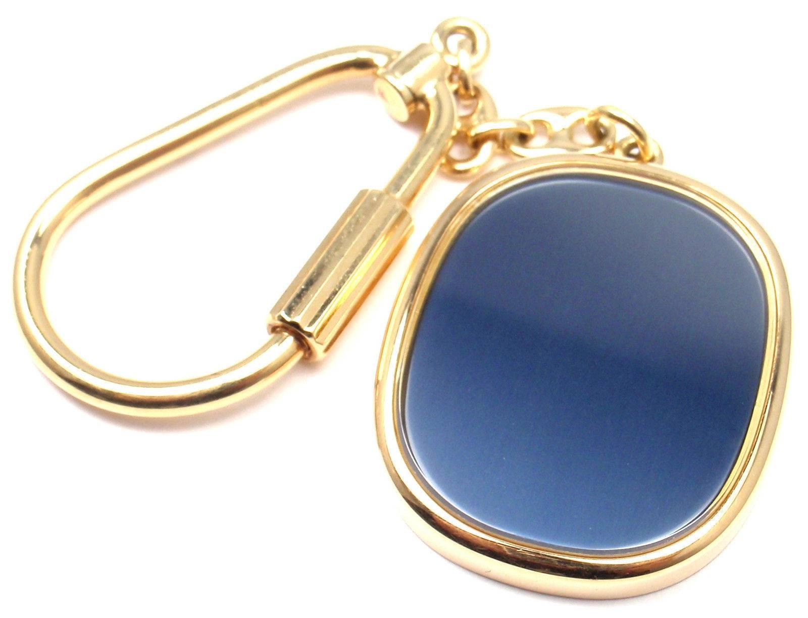 Patek Philippe Ellipse D'or Blue Sunburst Gold Key Chain In New Condition In Holland, PA