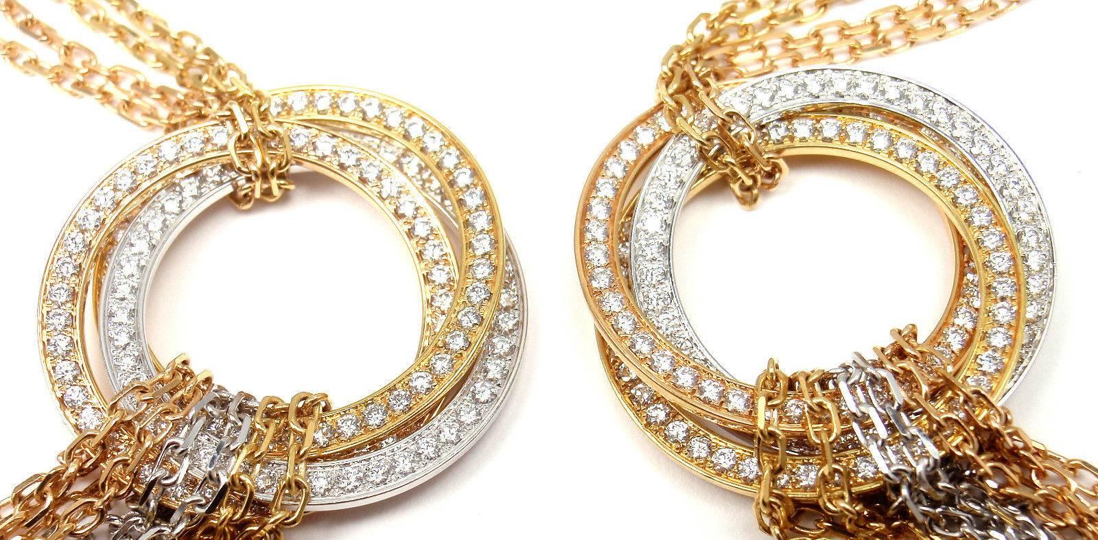 Cartier Trinity de Cartier Diamond  Multicolor Gold Necklace In New Condition In Holland, PA