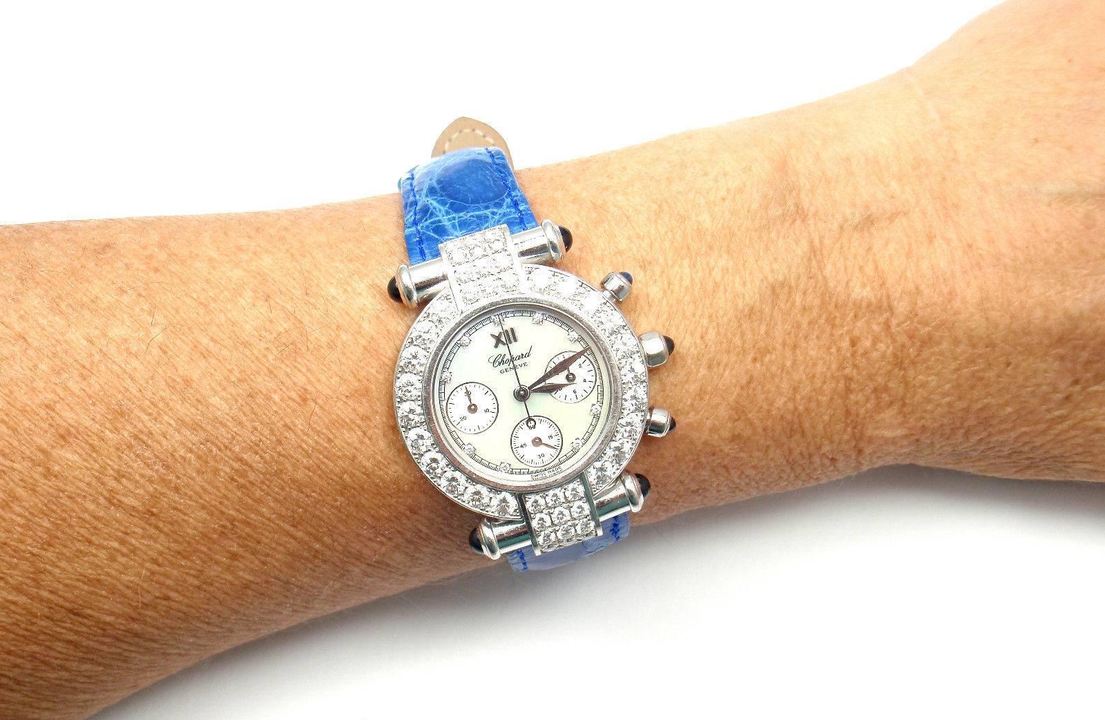 Chopard Lady's White Gold Imperiale Diamond Sapphire Chronograph Wristwatch  5