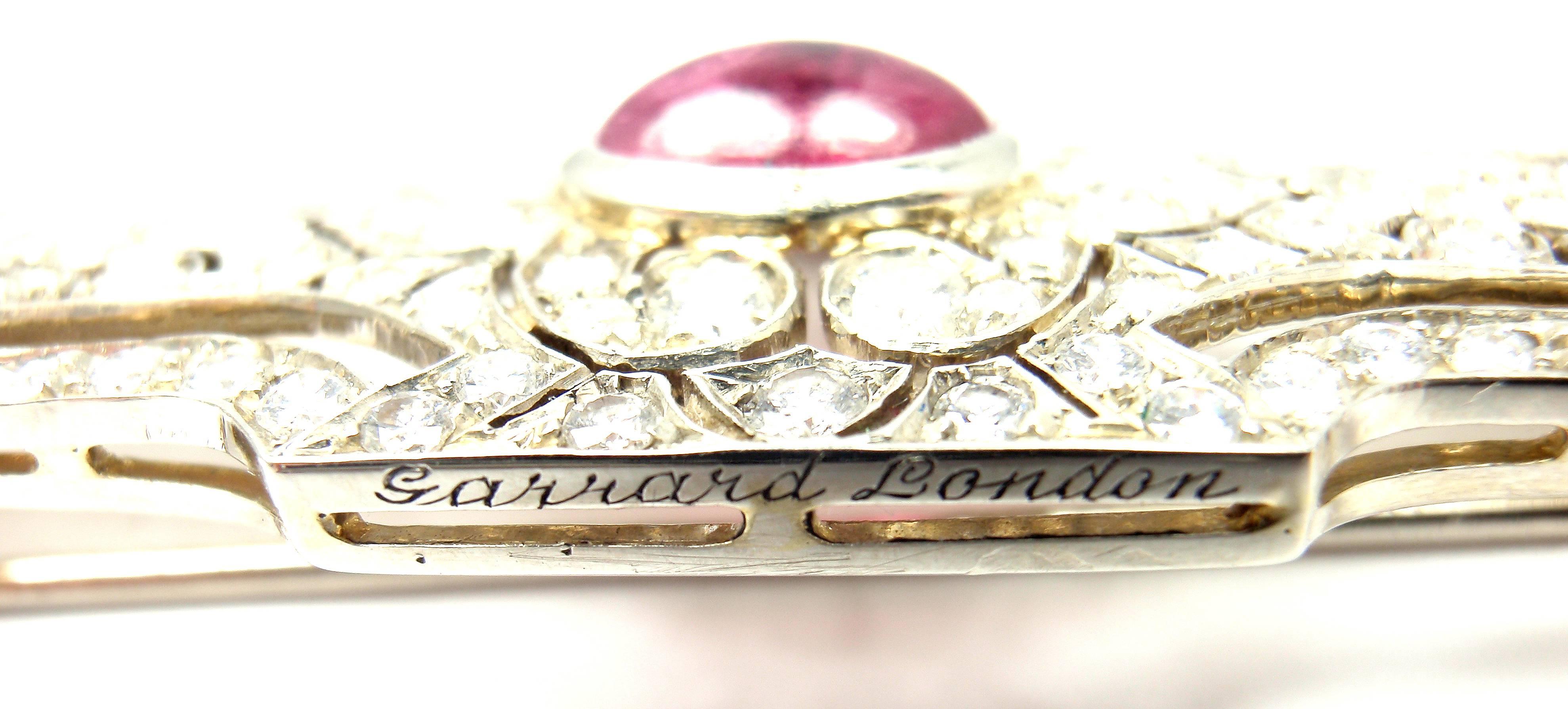 Garrard London Diamond Ruby Platinum Pin Brooch 5