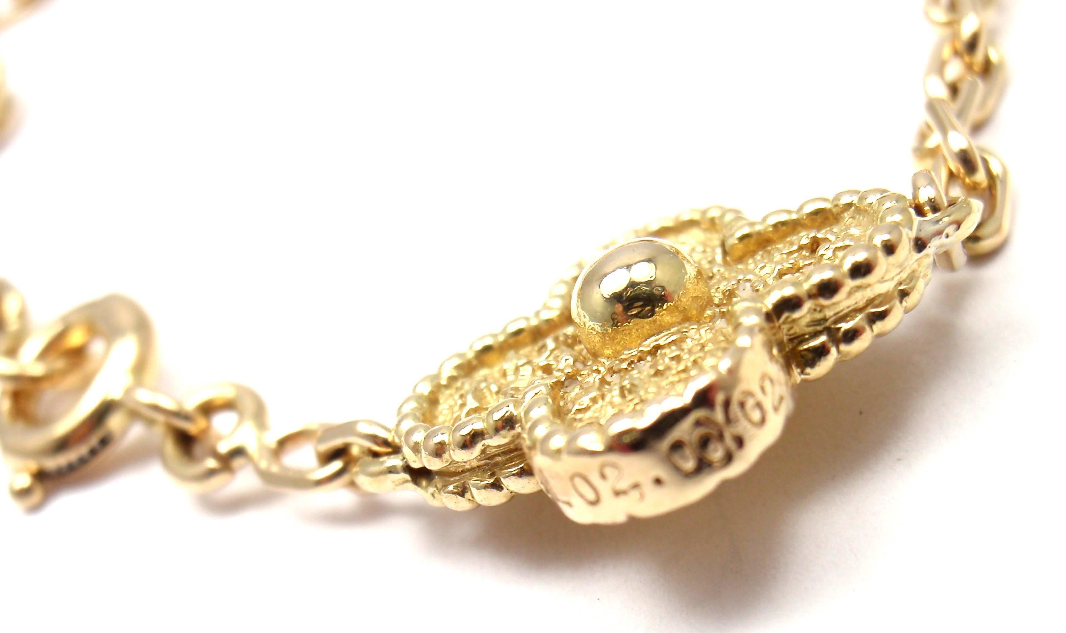 Van Cleef & Arpels Vintage Alhambra Five Motif Gold Link Bracelet 3