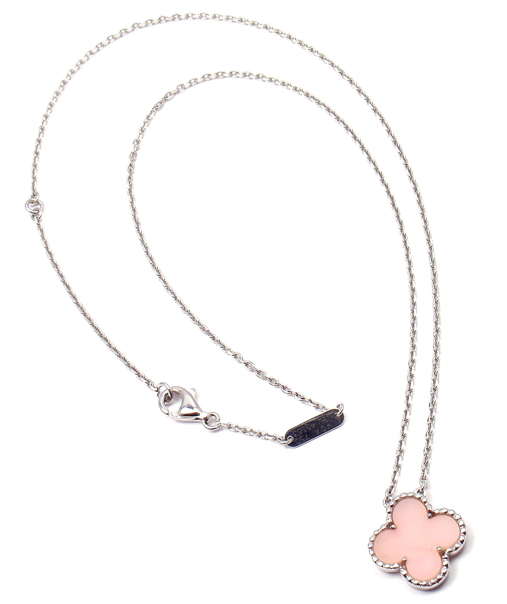 Van Cleef & Arpels Vintage Pink Opal White Gold Pendant Necklace  1