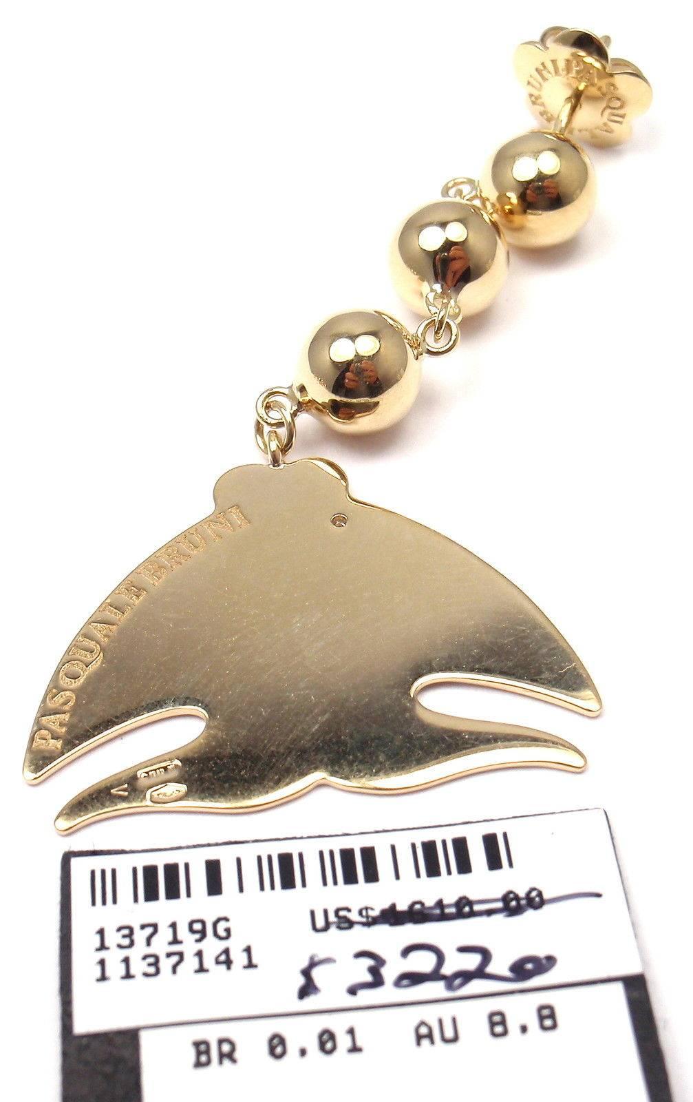 Pasquale Bruni Le Monde Diamond Gold Drop Fish Earrings 2