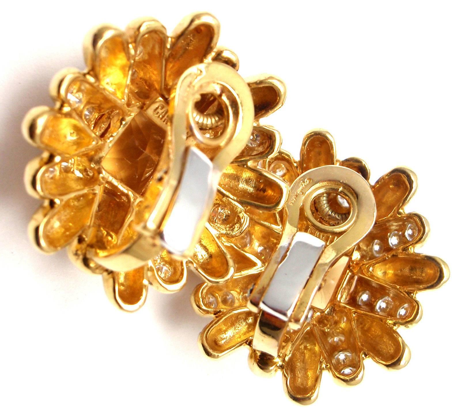 Cartier Aldo Cipullo Citrine Diamond Gold Earrings 3
