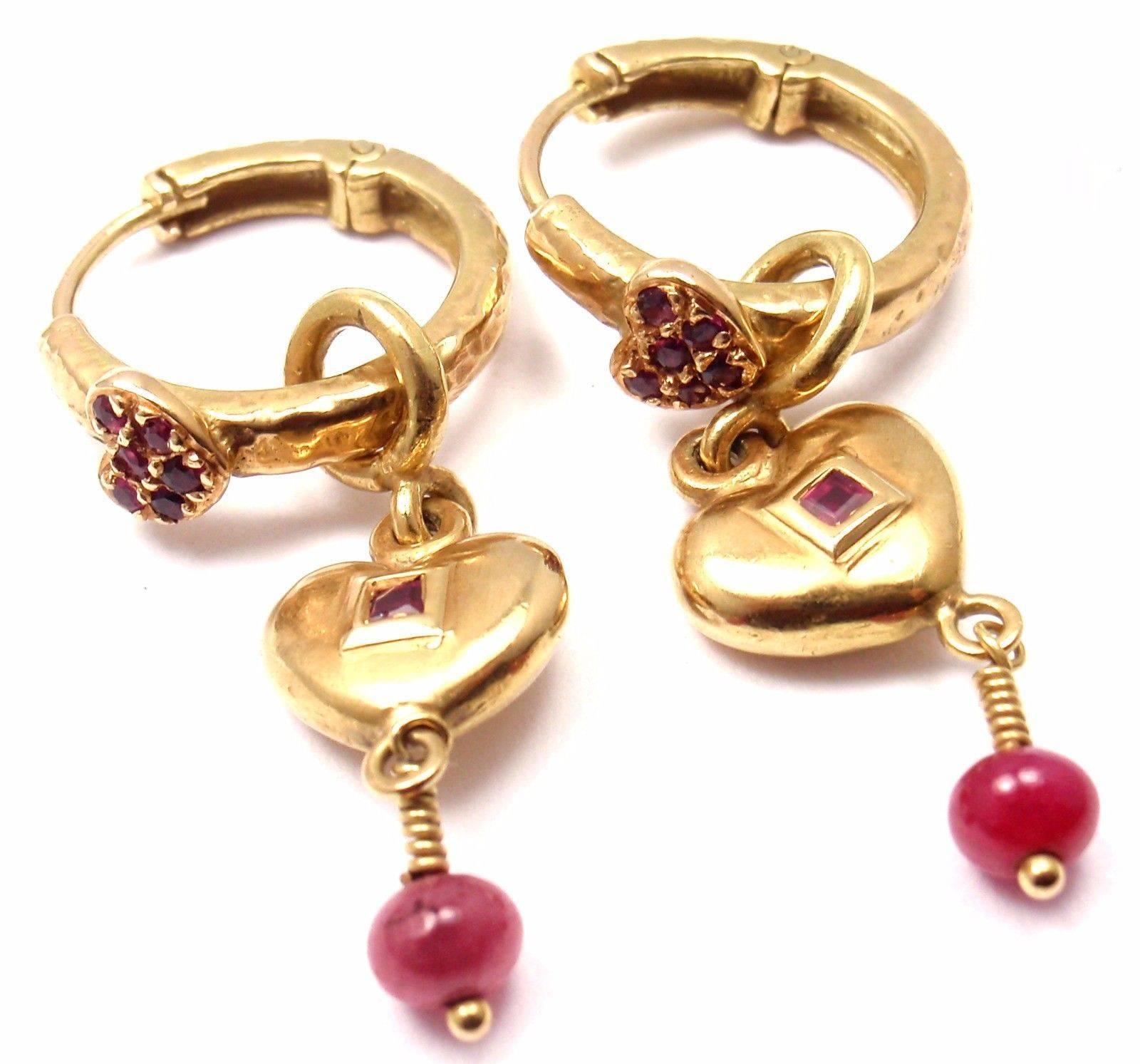 Loree Rodkin Ruby Heart Enhancers Gold Hoop Earrings 1
