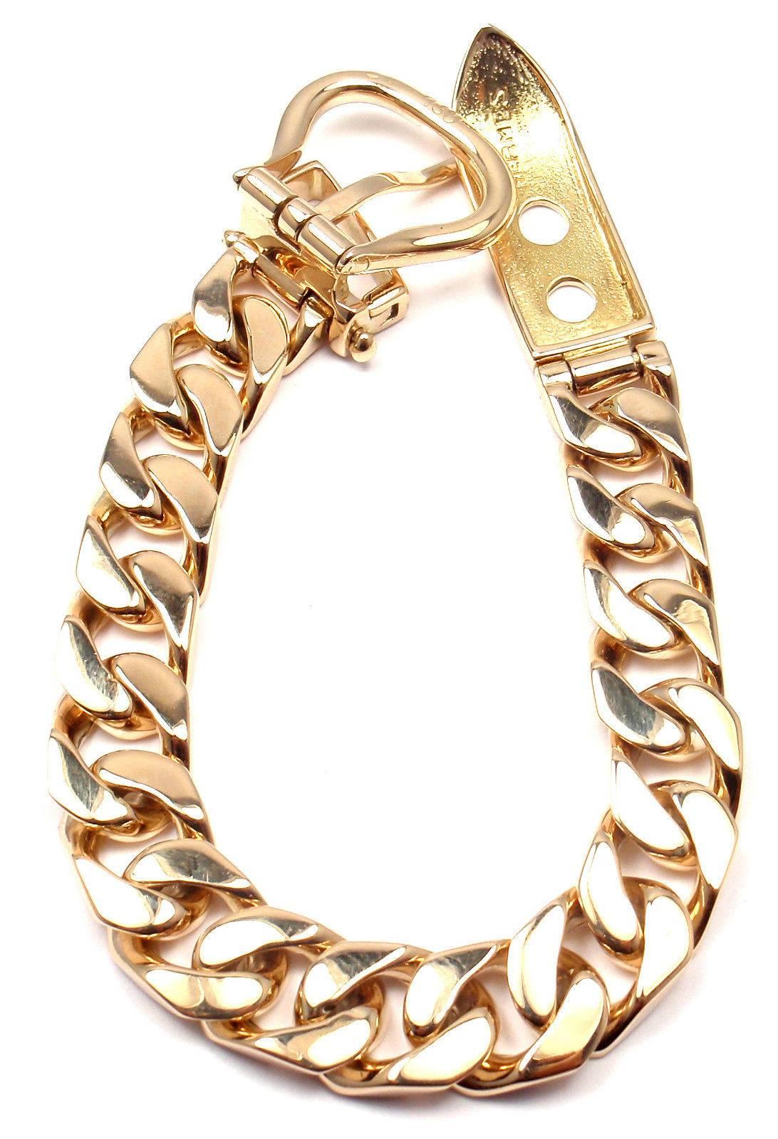 Hermes Large Buckle Gold Curb Link Chain  Bracelet 2
