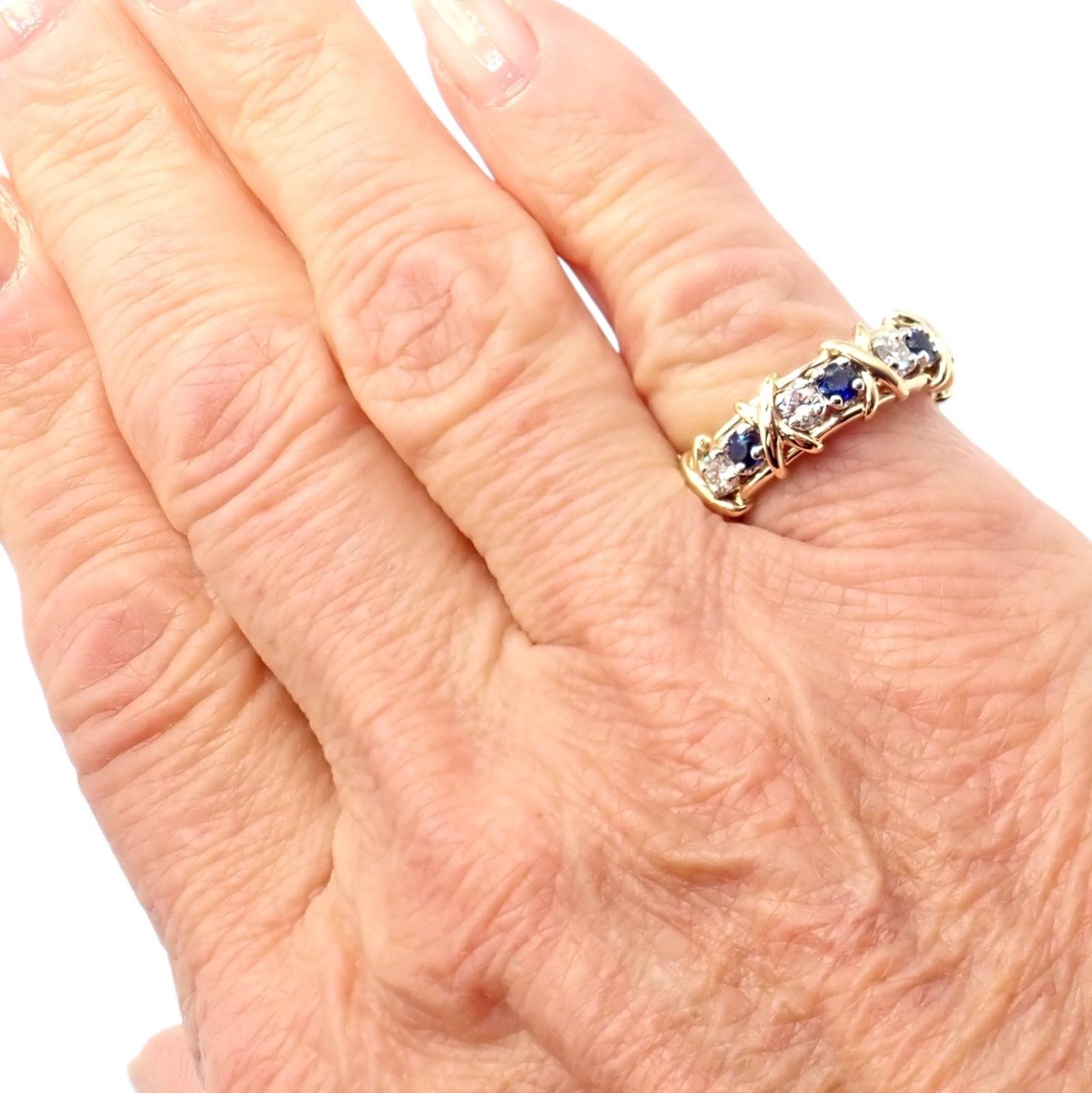 Tiffany & Co. Jean Schlumberger Anello con zaffiro e diamante in oro e platino in vendita 3