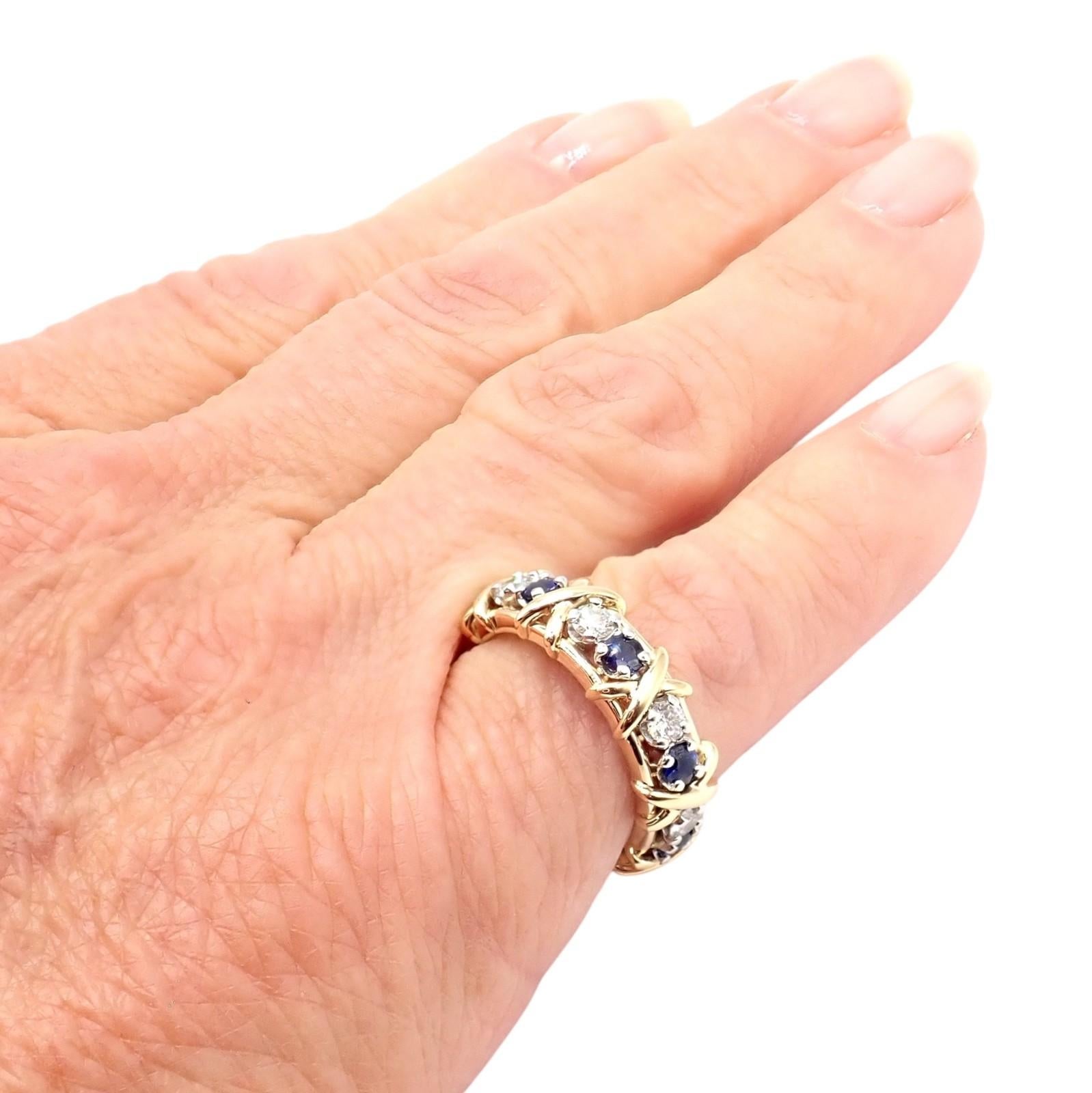 Tiffany & Co. Jean Schlumberger Anello con zaffiro e diamante in oro e platino in vendita 2