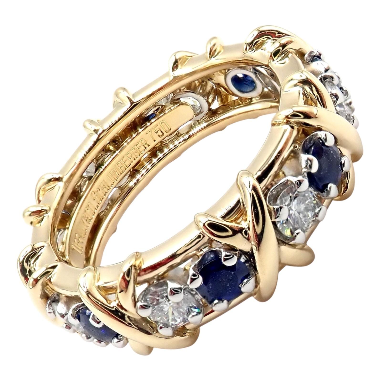 Tiffany & Co. Jean Schlumberger Anello con zaffiro e diamante in oro e platino in vendita 1