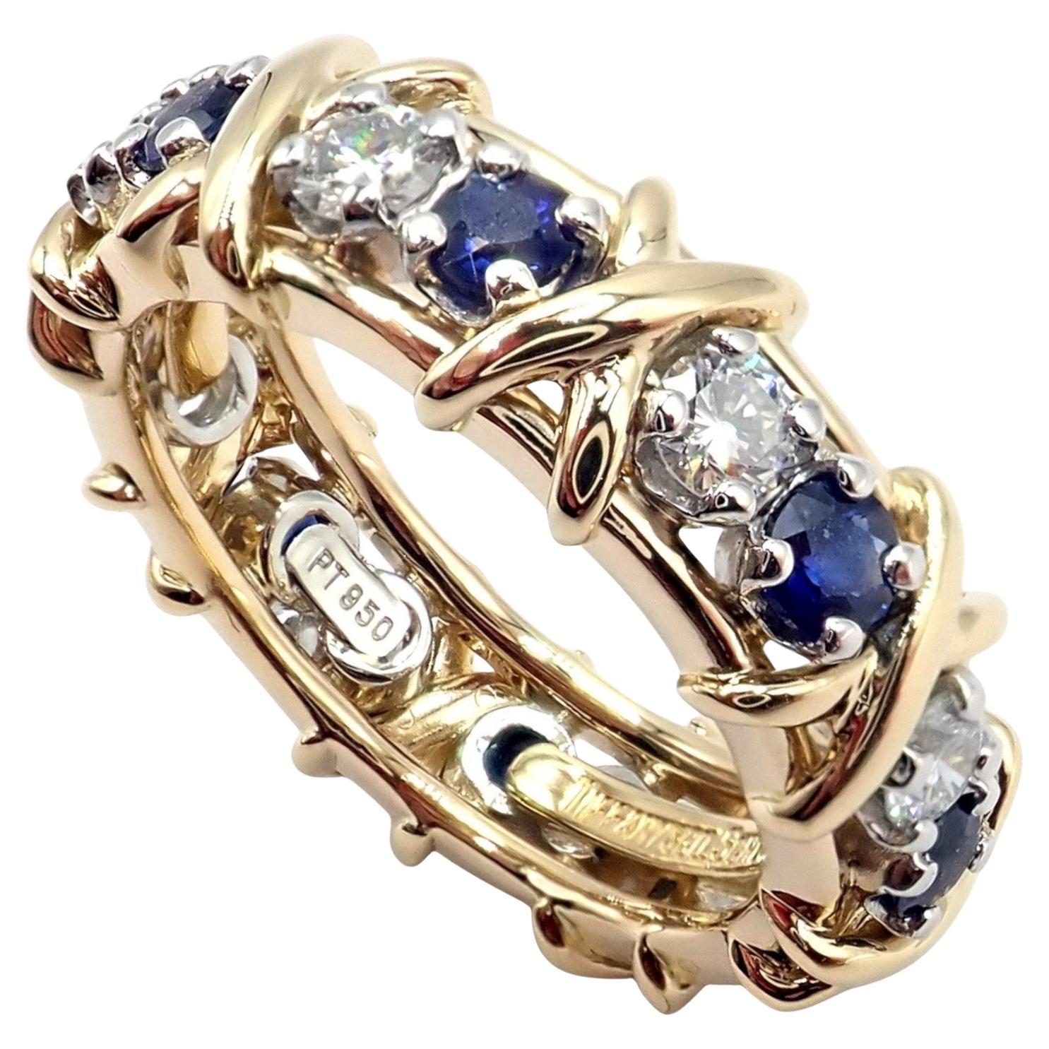 Tiffany & Co. Jean Schlumberger Anello con zaffiro e diamante in oro e platino in vendita