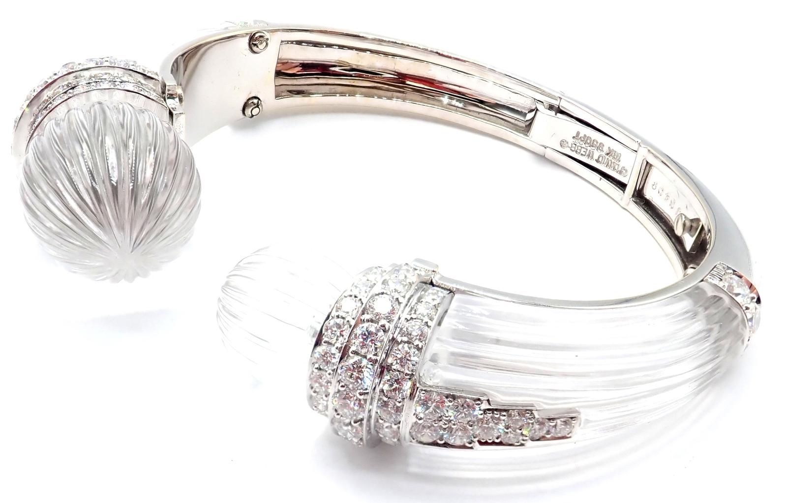 Donna David Webb Bracciale con diamanti e cristalli di rocca in oro bianco e platino in vendita