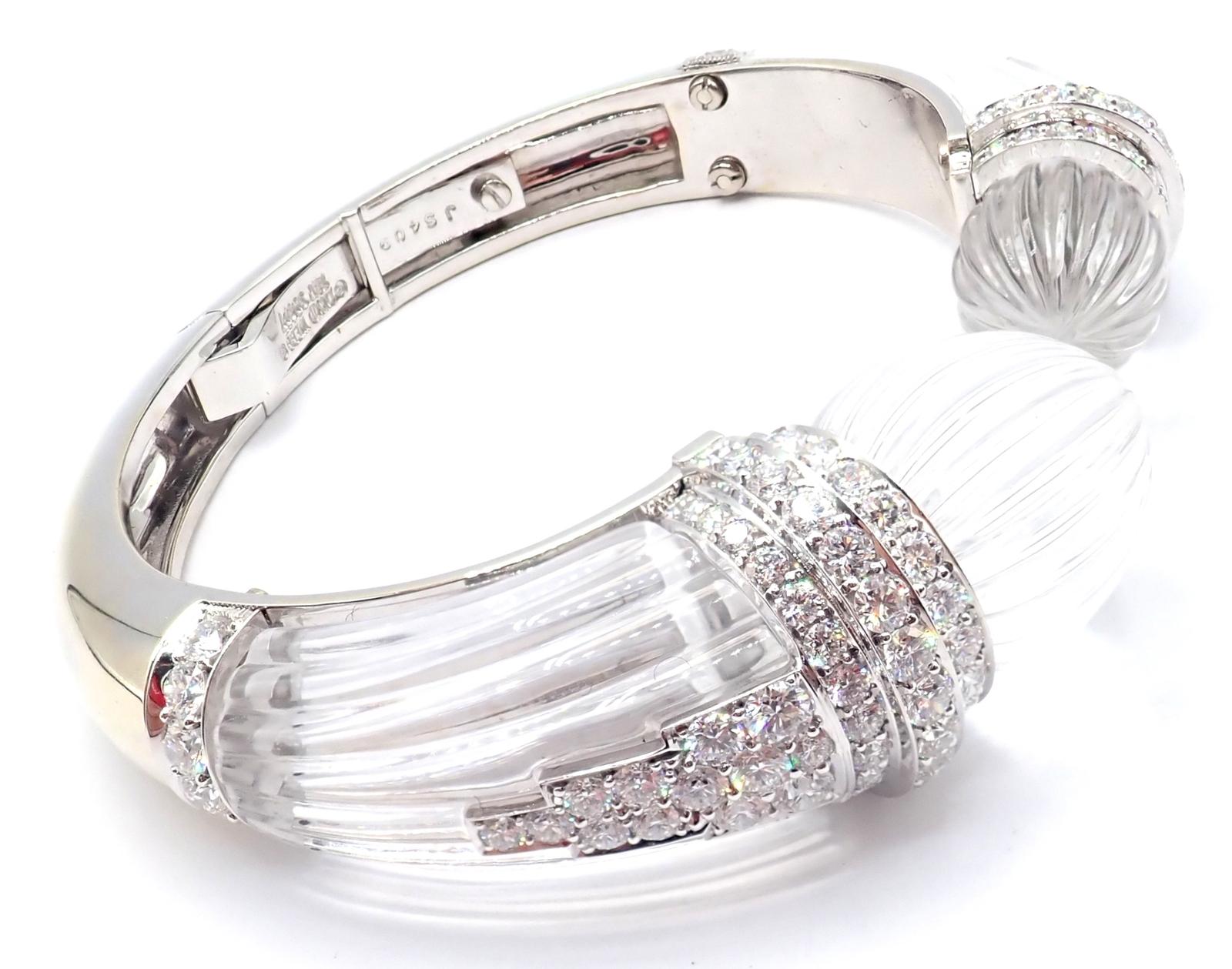 David Webb Bracciale con diamanti e cristalli di rocca in oro bianco e platino In condizioni ottime in vendita a Southampton, PA
