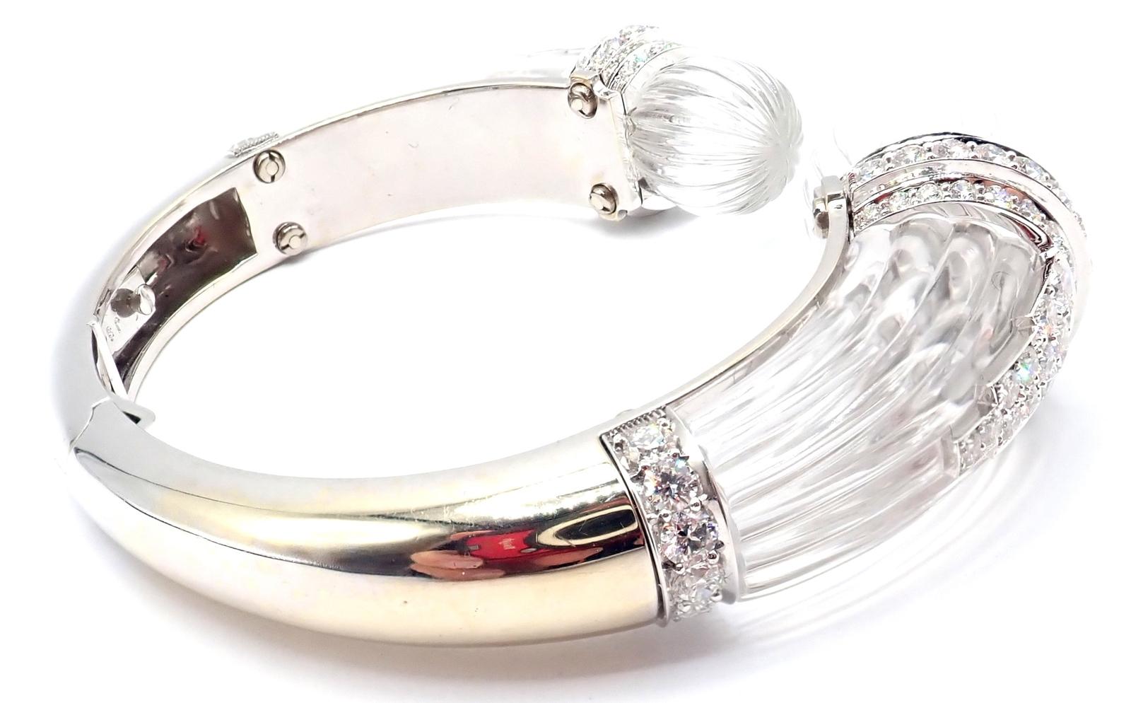 David Webb Bracciale con diamanti e cristalli di rocca in oro bianco e platino in vendita 1