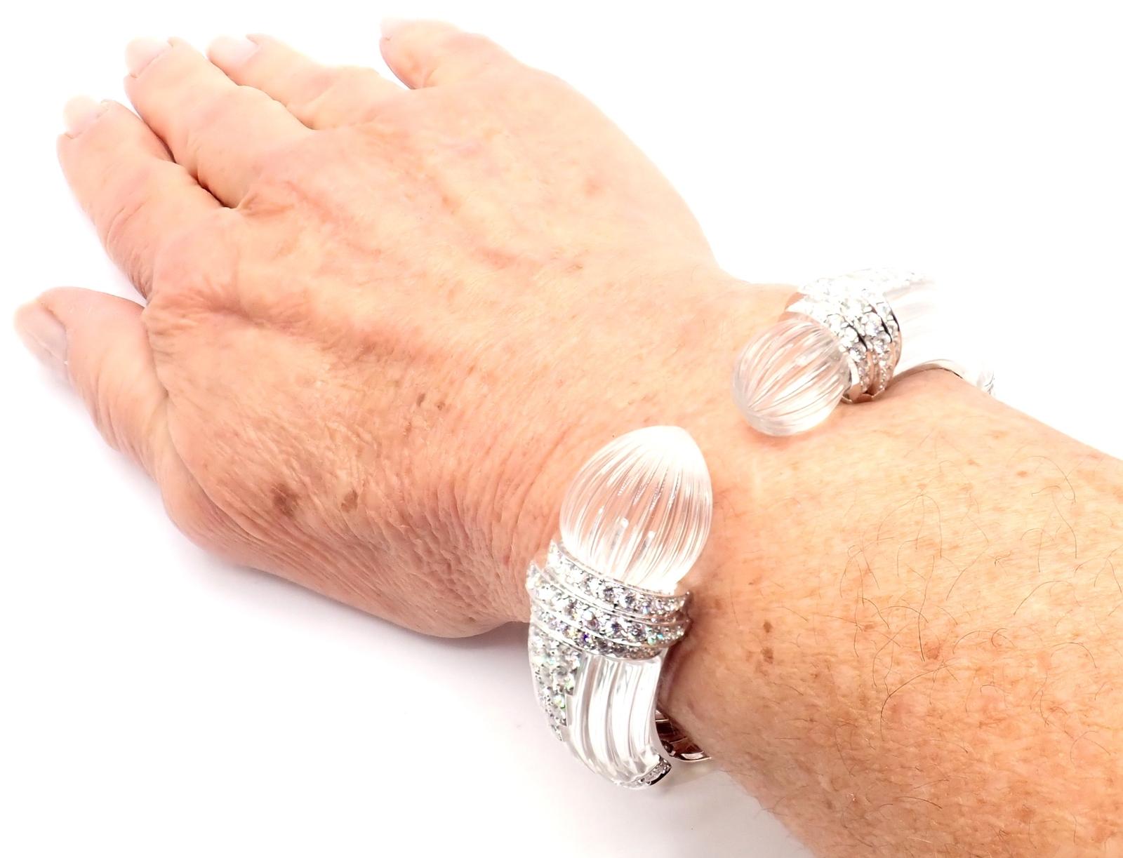 David Webb Bracciale con diamanti e cristalli di rocca in oro bianco e platino in vendita 4