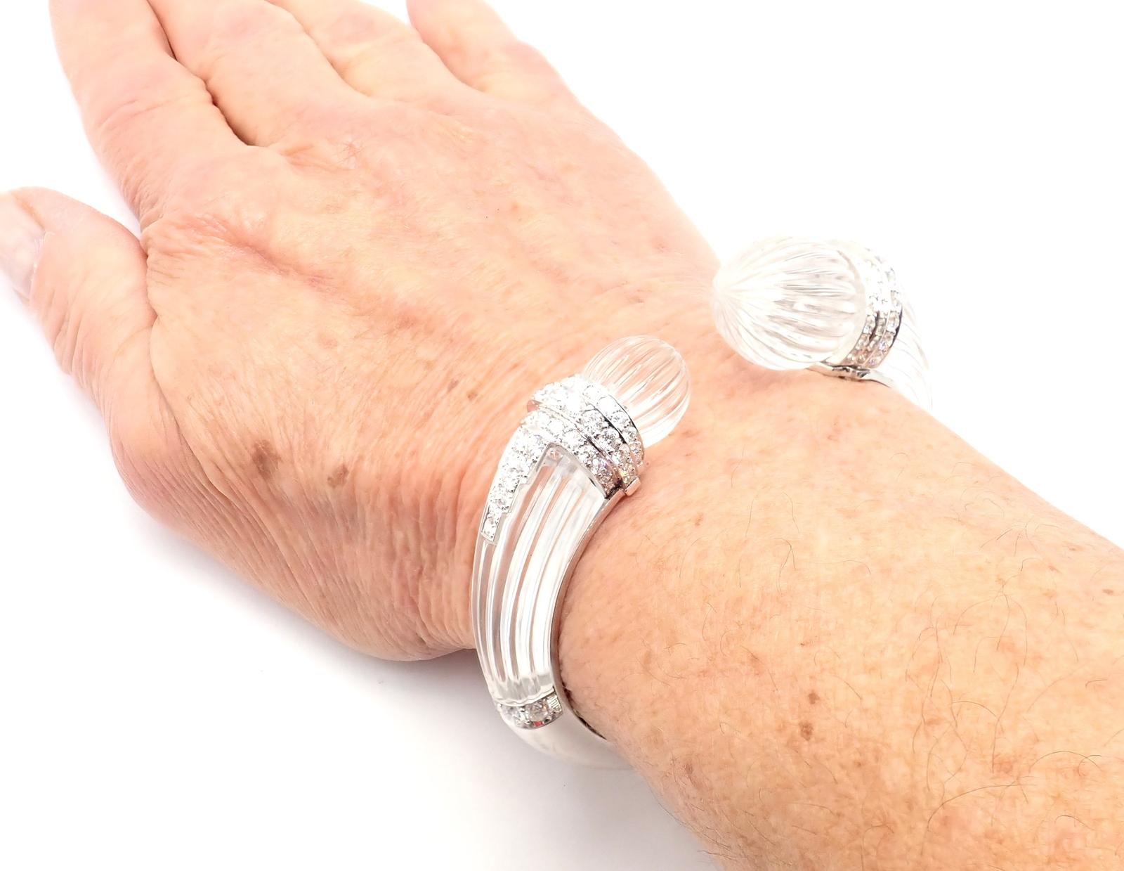 David Webb Bracciale con diamanti e cristalli di rocca in oro bianco e platino in vendita 5