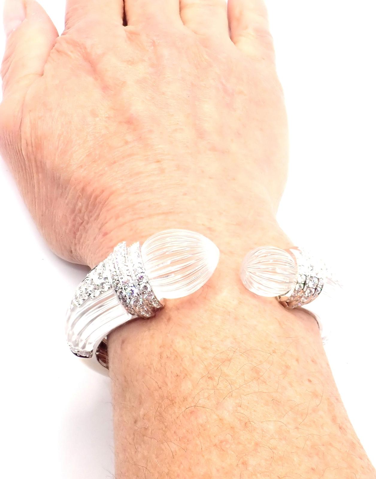 David Webb Bracciale con diamanti e cristalli di rocca in oro bianco e platino in vendita 3