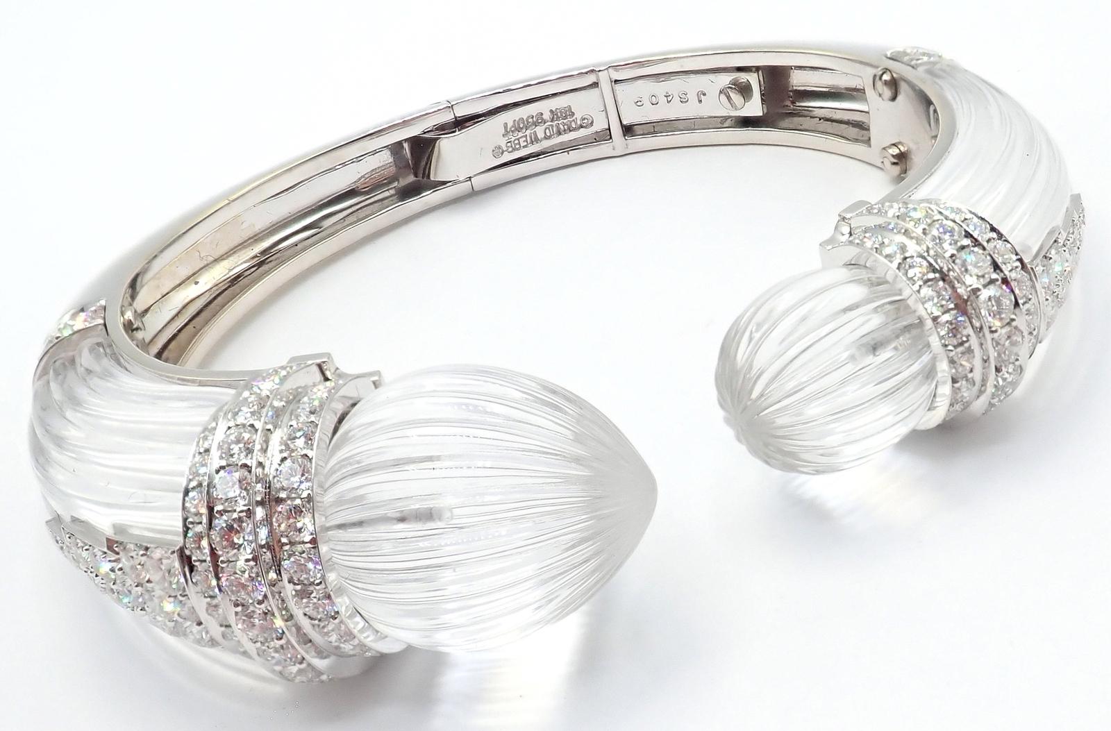 David Webb Bracciale con diamanti e cristalli di rocca in oro bianco e platino in vendita 10
