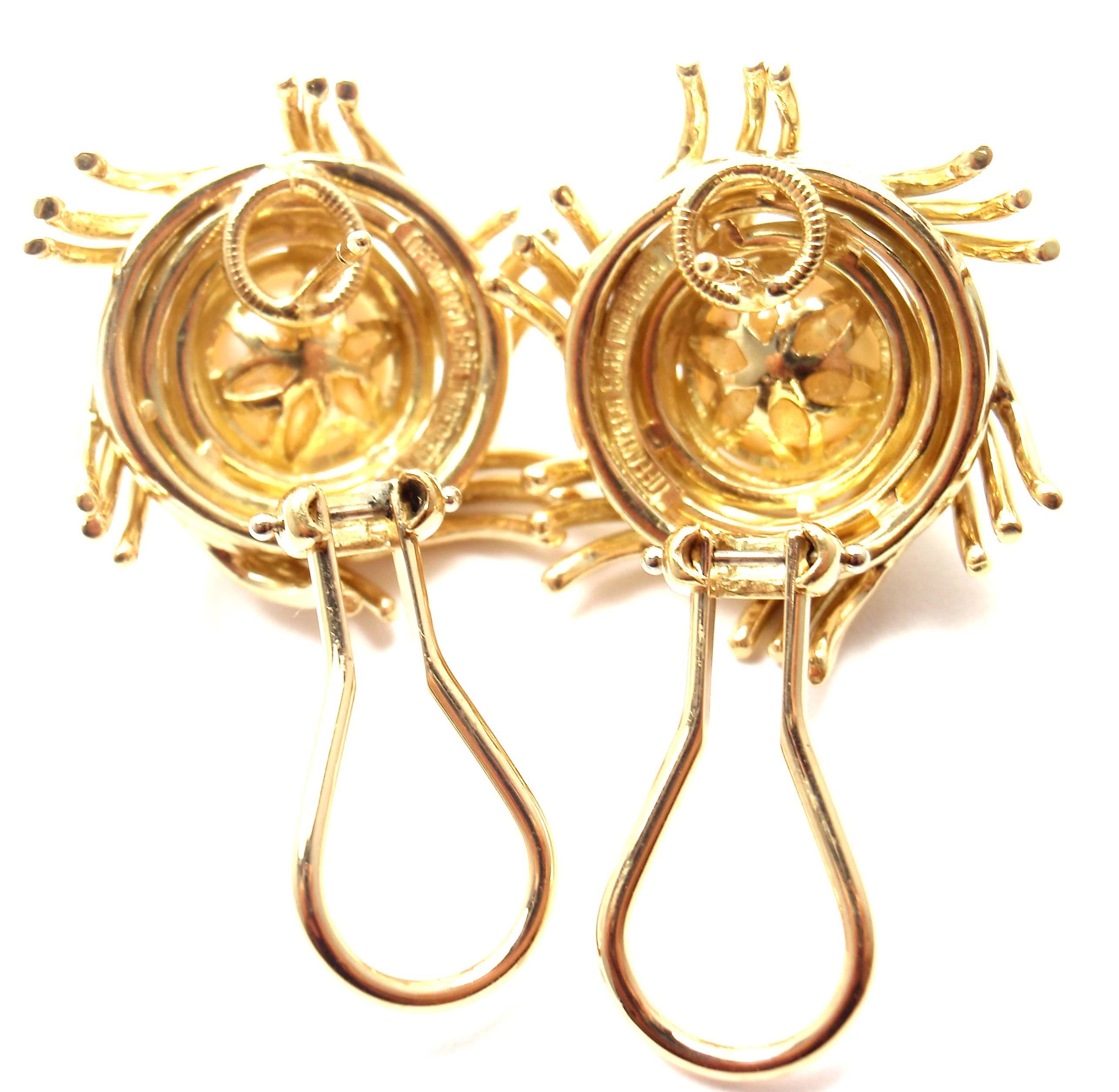 Women's or Men's Tiffany & Co. Jean Schlumberger Pearl Yellow Gold Earrings