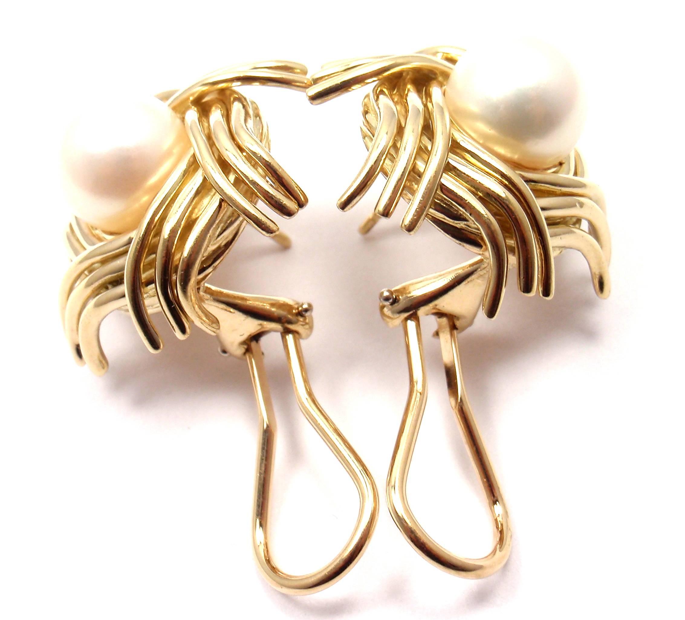 Tiffany & Co. Jean Schlumberger Pearl Yellow Gold Earrings 1